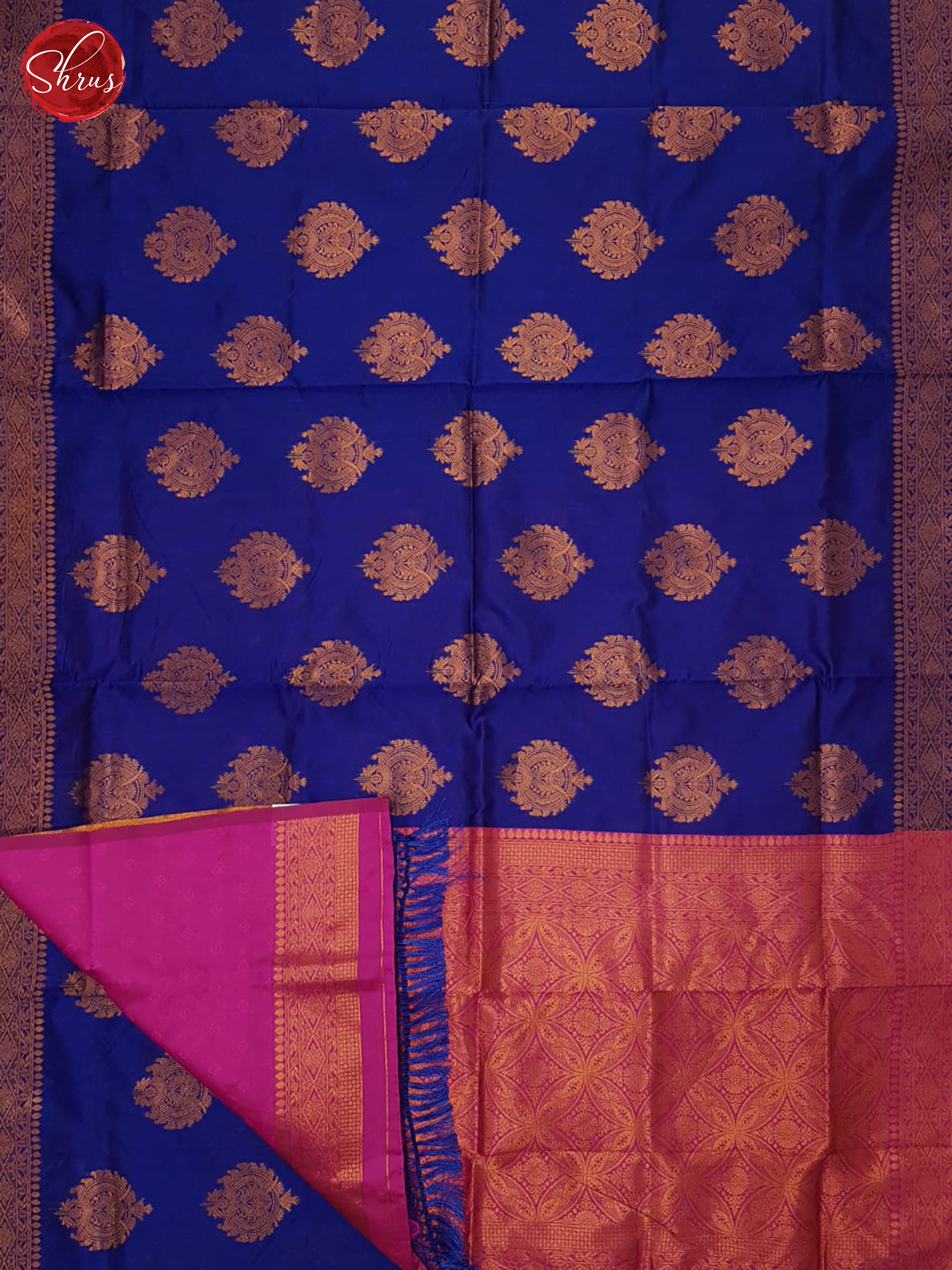 Blue & Pink - Semi Softsilk Saree - Shop on ShrusEternity.com