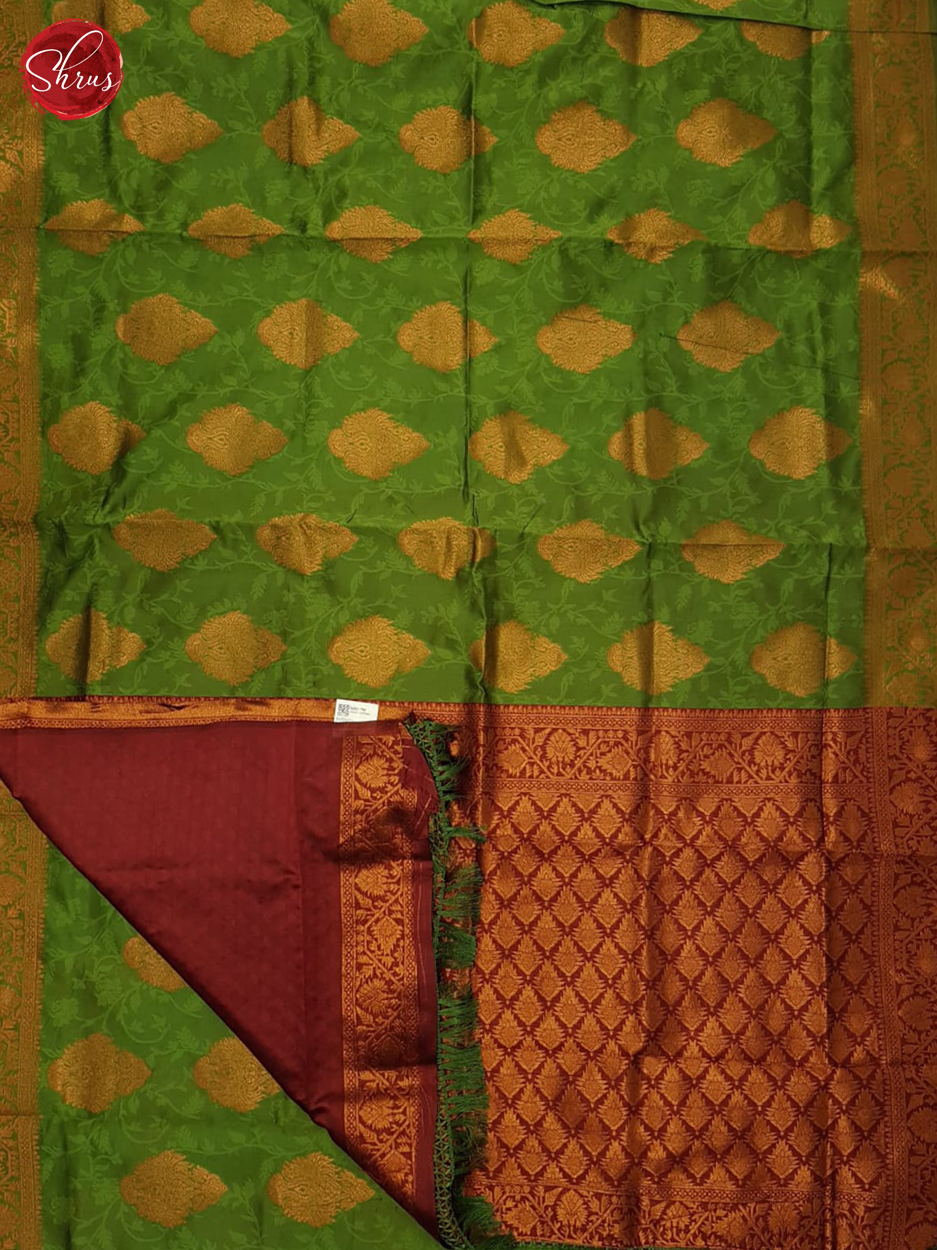 Green and arakku maroon - Semi Softsilk Saree - Shop on ShrusEternity.com