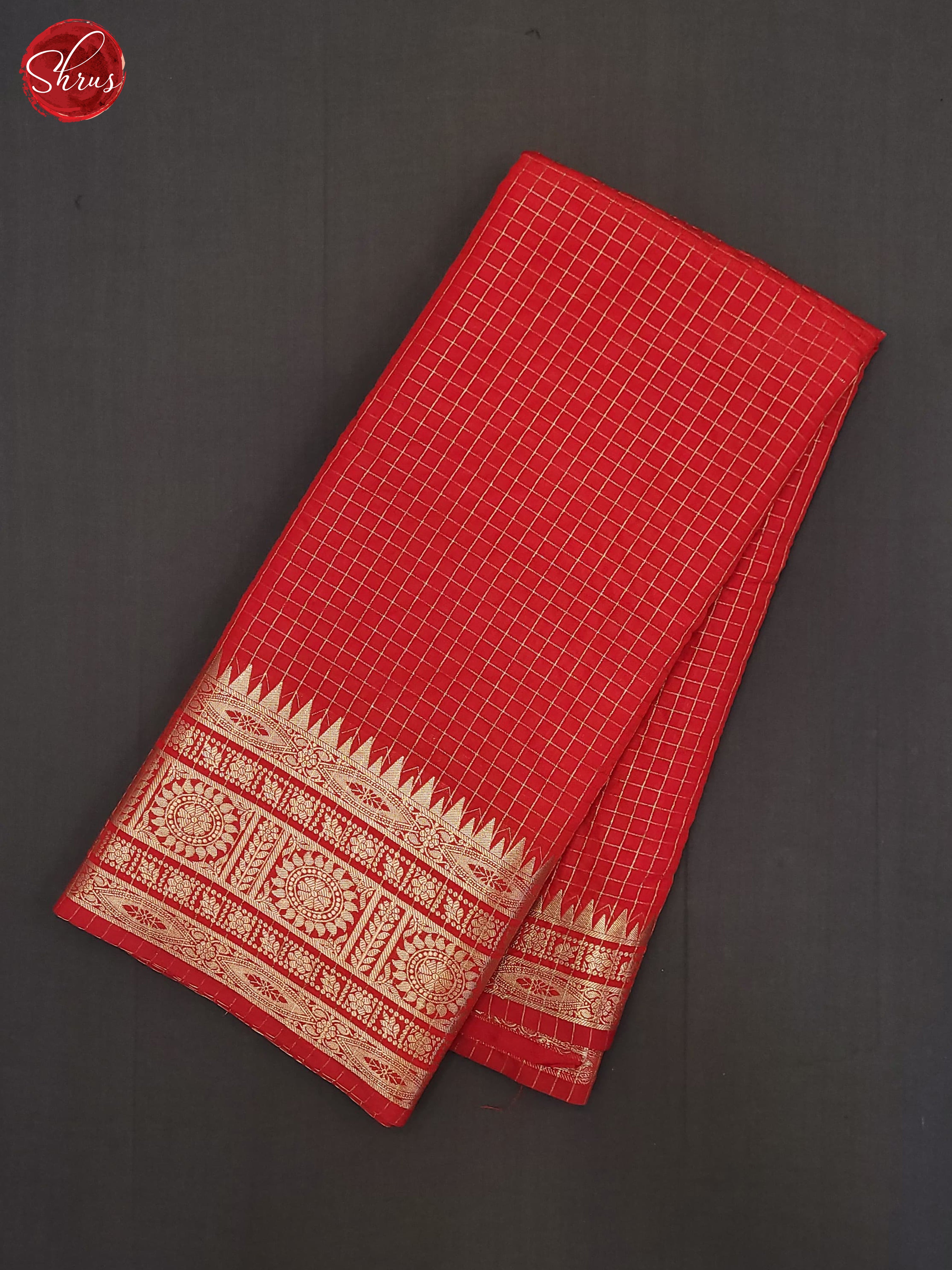 Red(Single Tone) - Semi Dupion Saree - Shop on ShrusEternity.com