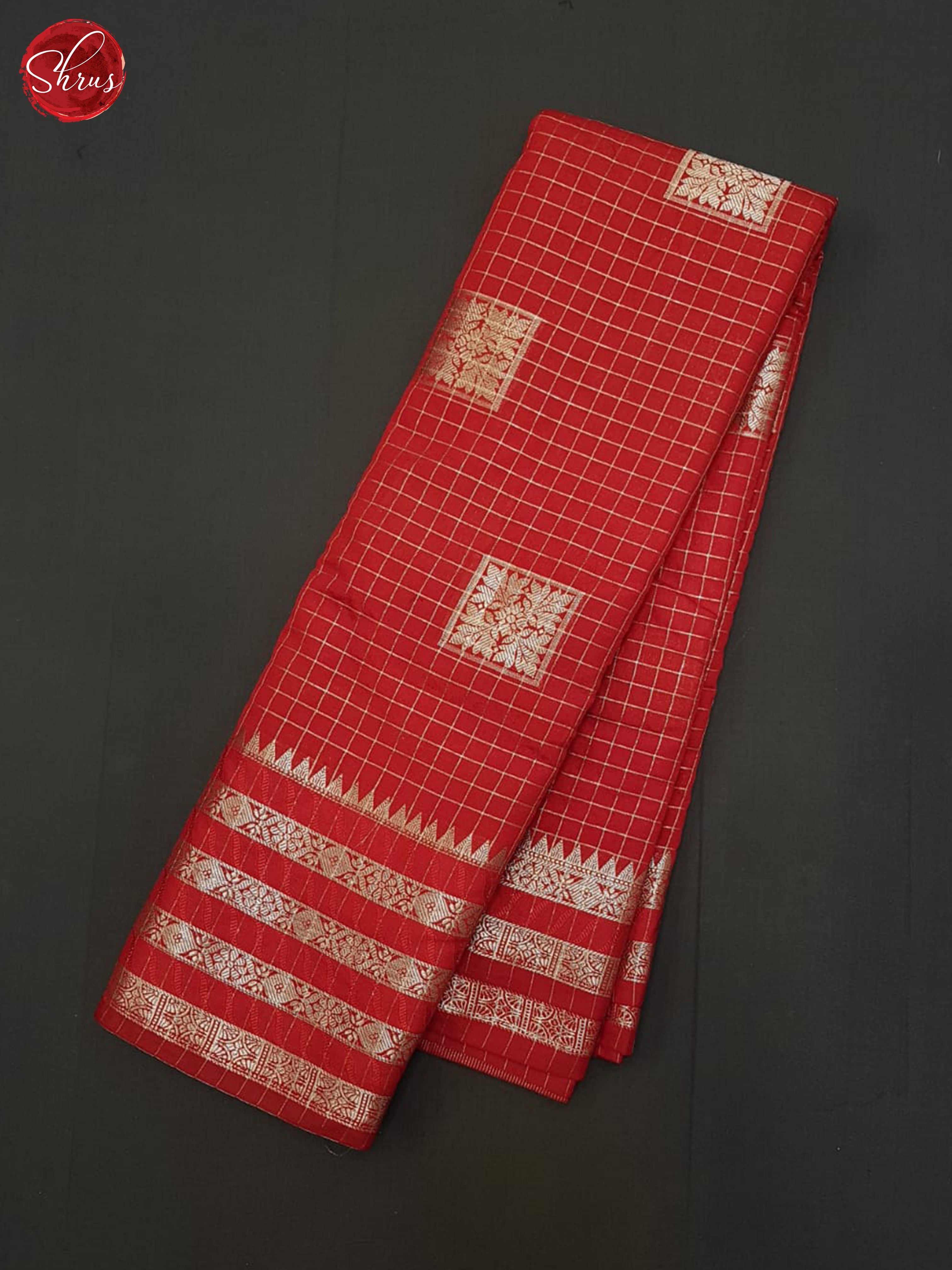 Red(Single Tone) - Semi Dupion Saree - Shop on ShrusEternity.com