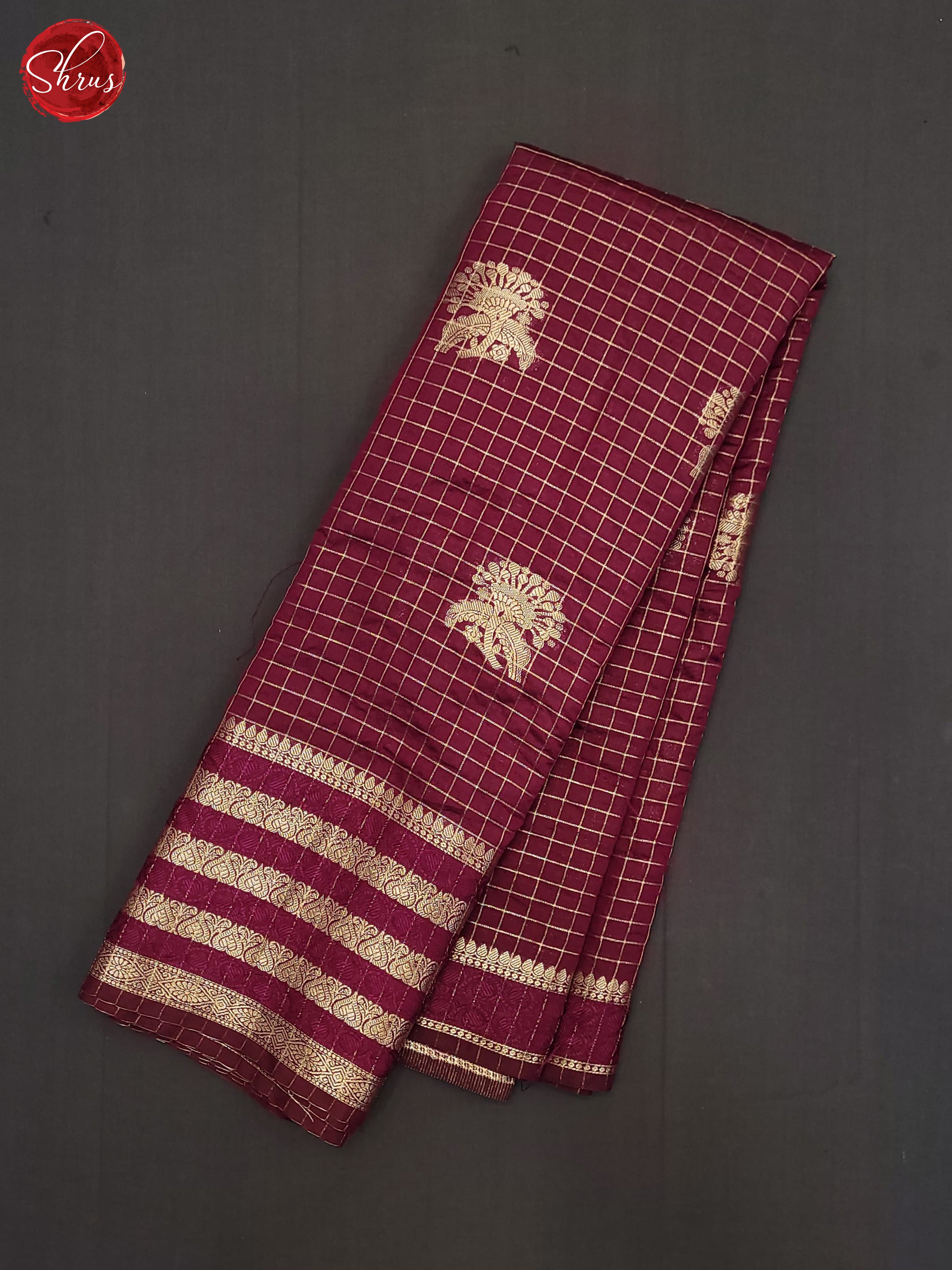 Wine(Single Tone) - Semi Dupion Saree - Shop on ShrusEternity.com