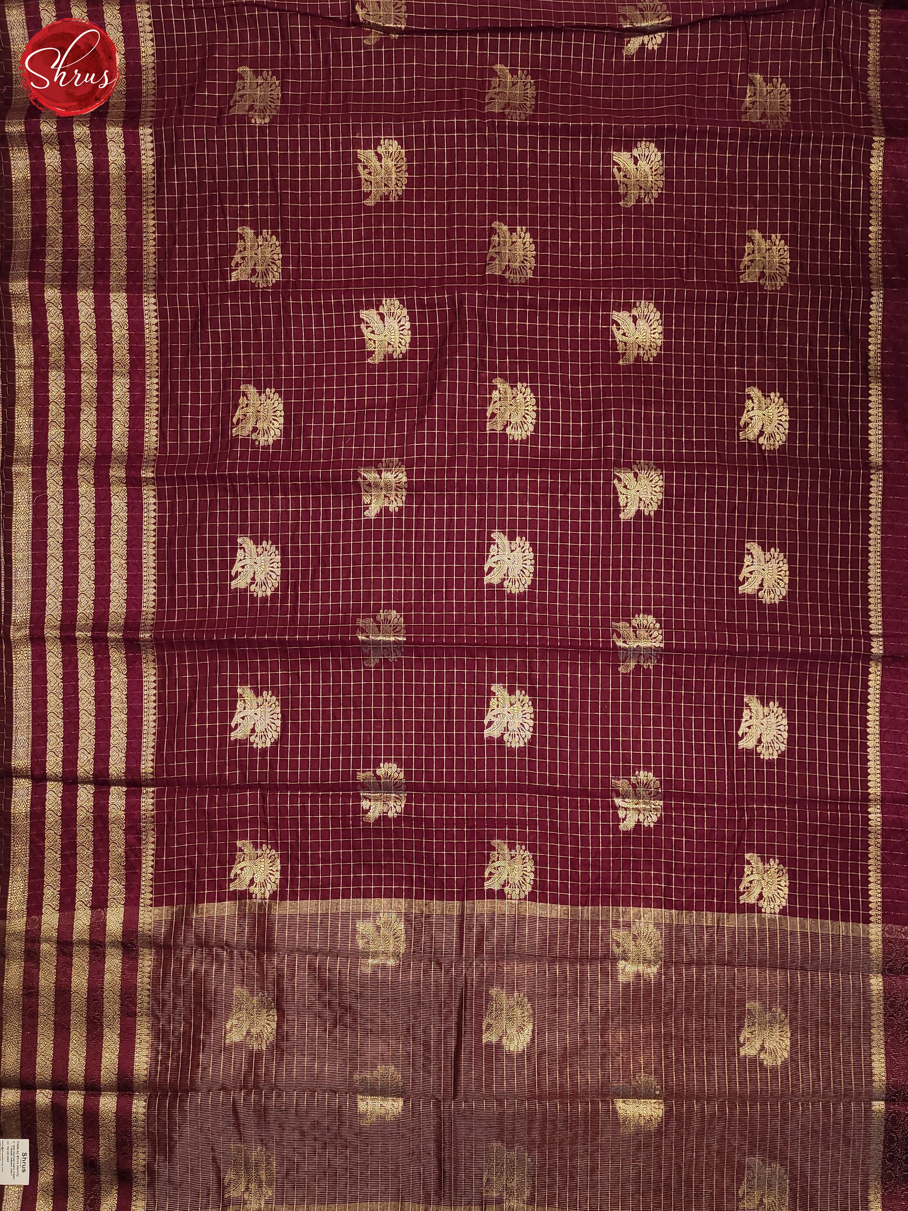 Wine(Single Tone) - Semi Dupion Saree - Shop on ShrusEternity.com