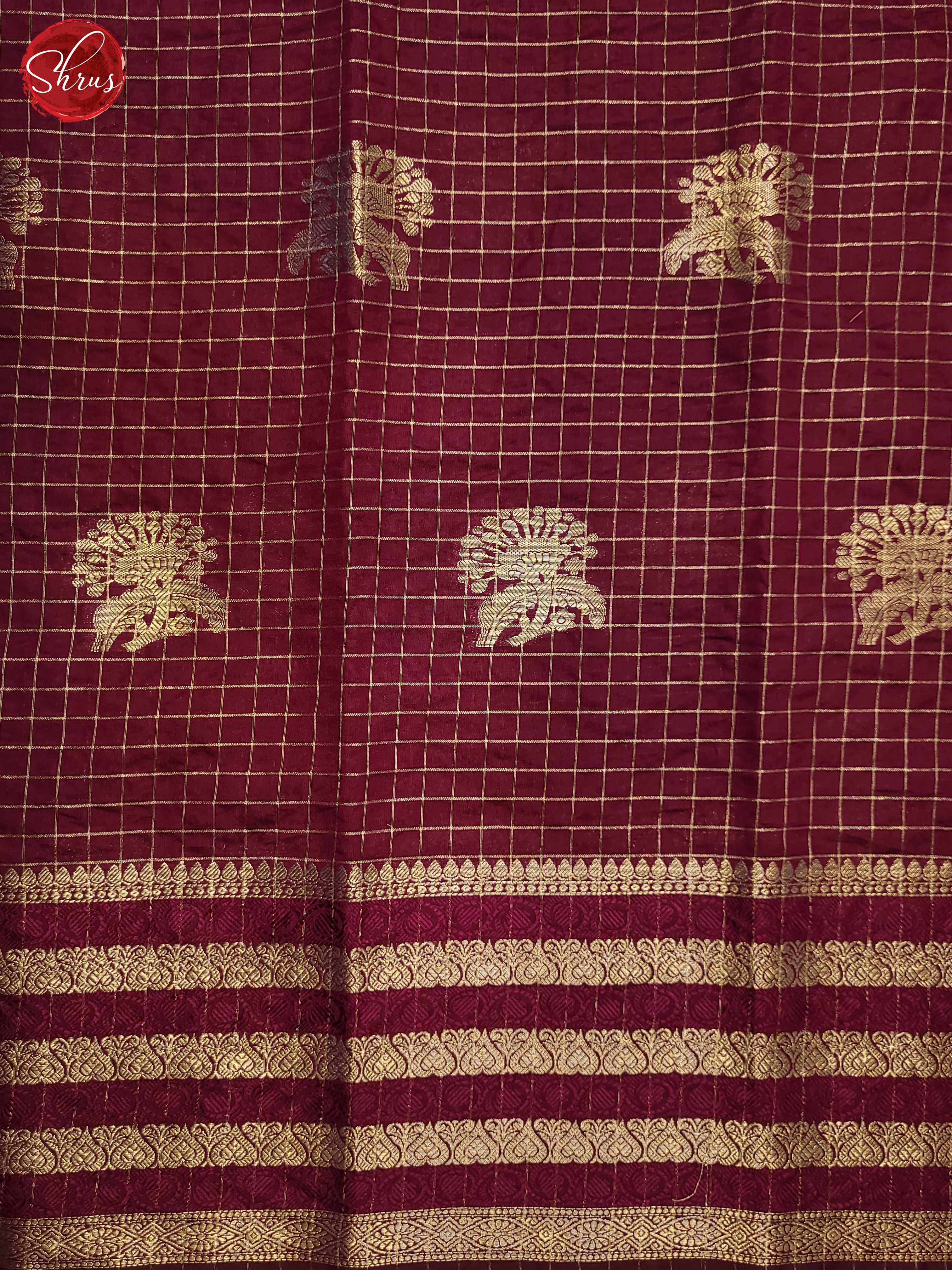 Wine(Single Tone) - Semi Dupion Saree - Shop on ShrusEternity.com