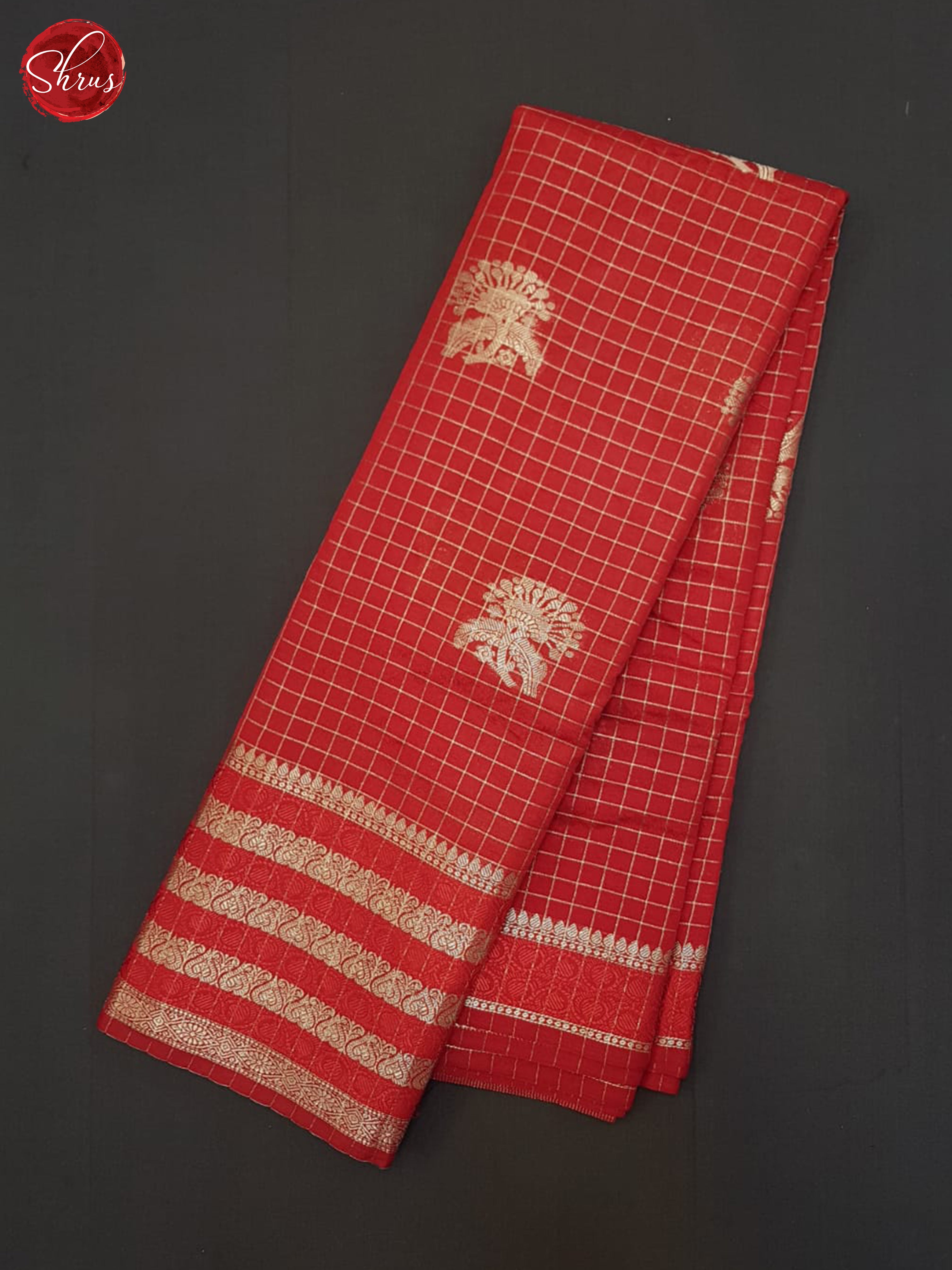 Red(Single Tone)- Semi Dupion Saree - Shop on ShrusEternity.com