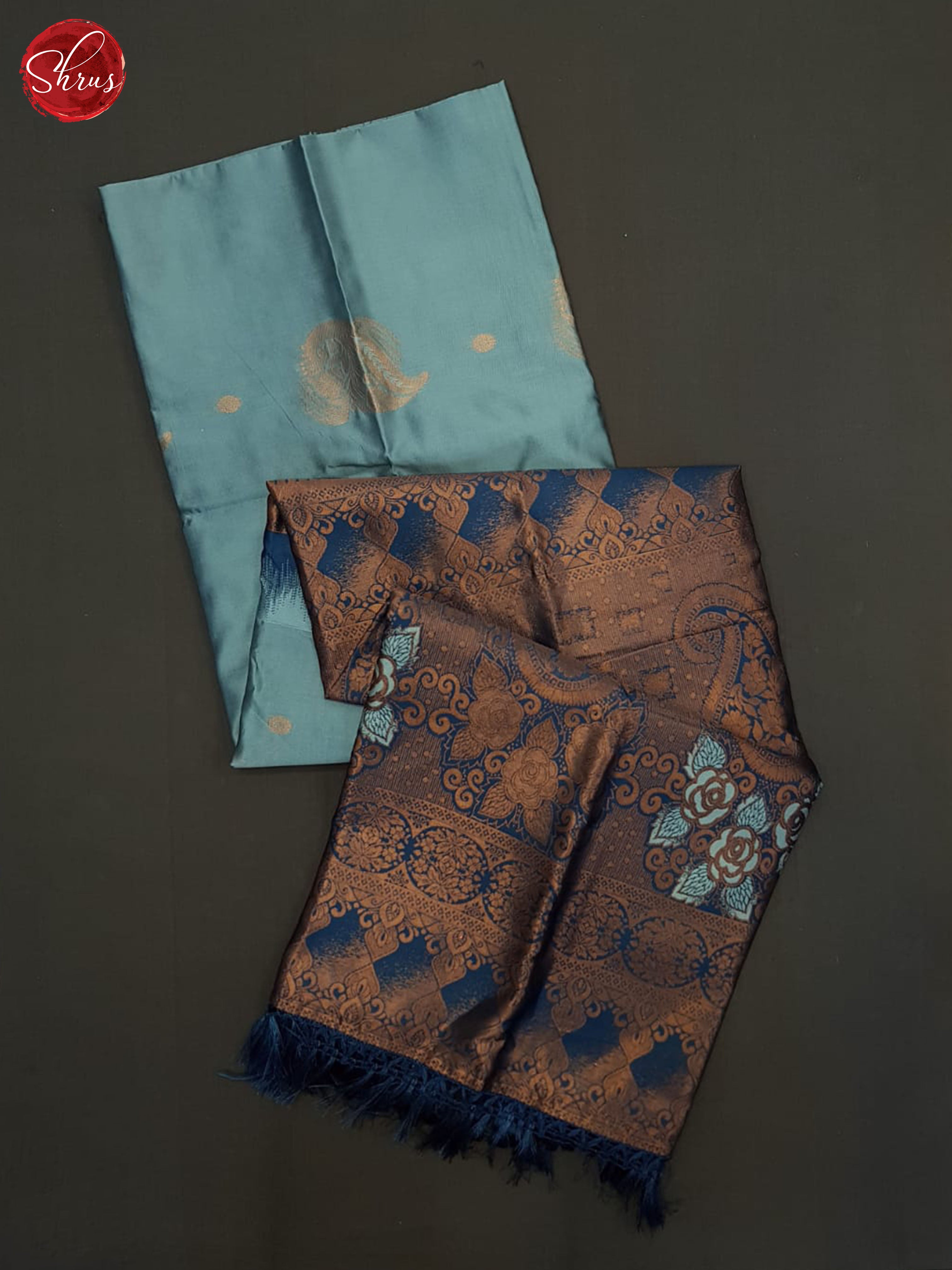 Light Blue and blue- Semi soft silk saree - Shop on ShrusEternity.com