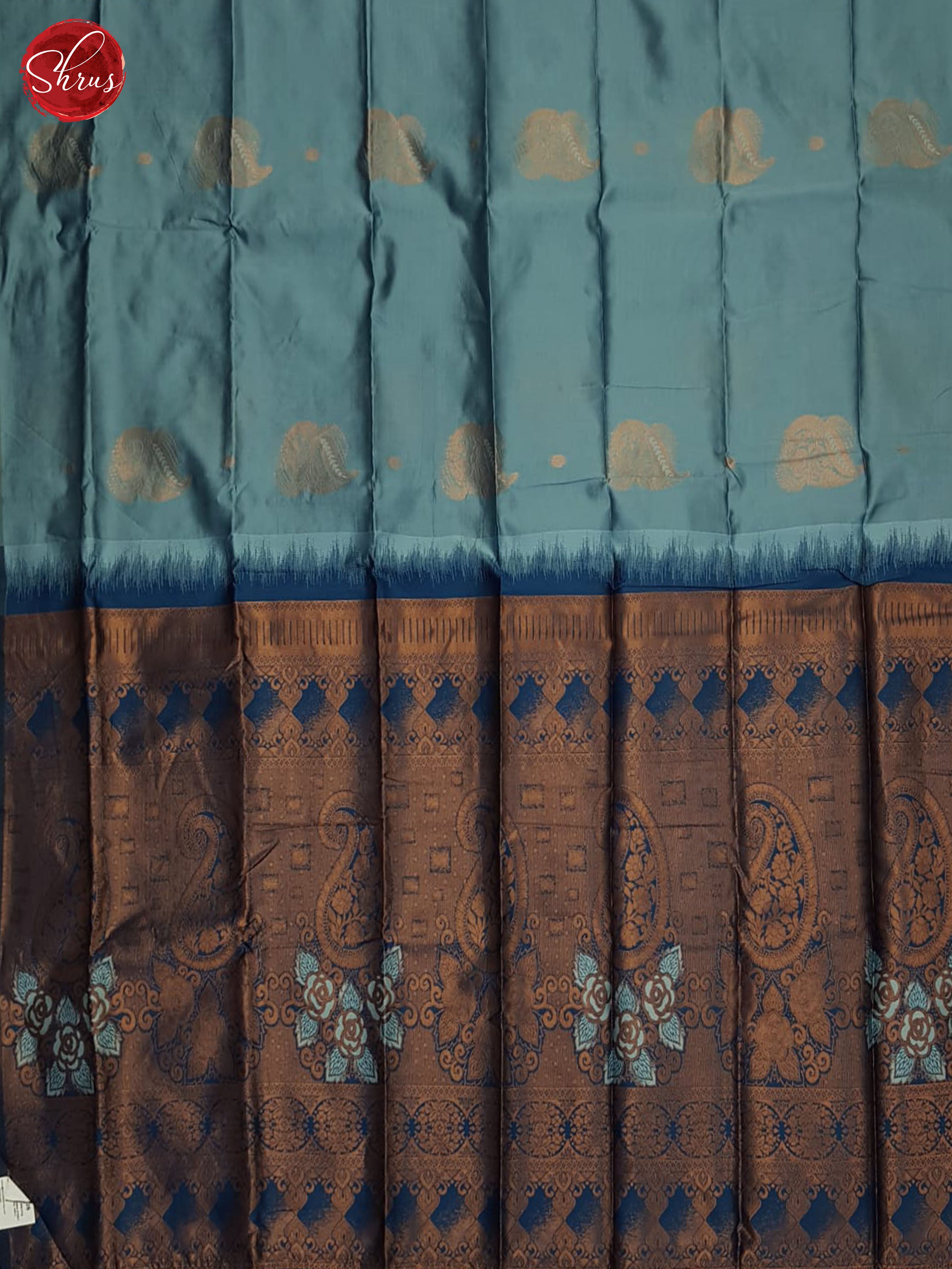 Light Blue and blue- Semi soft silk saree - Shop on ShrusEternity.com