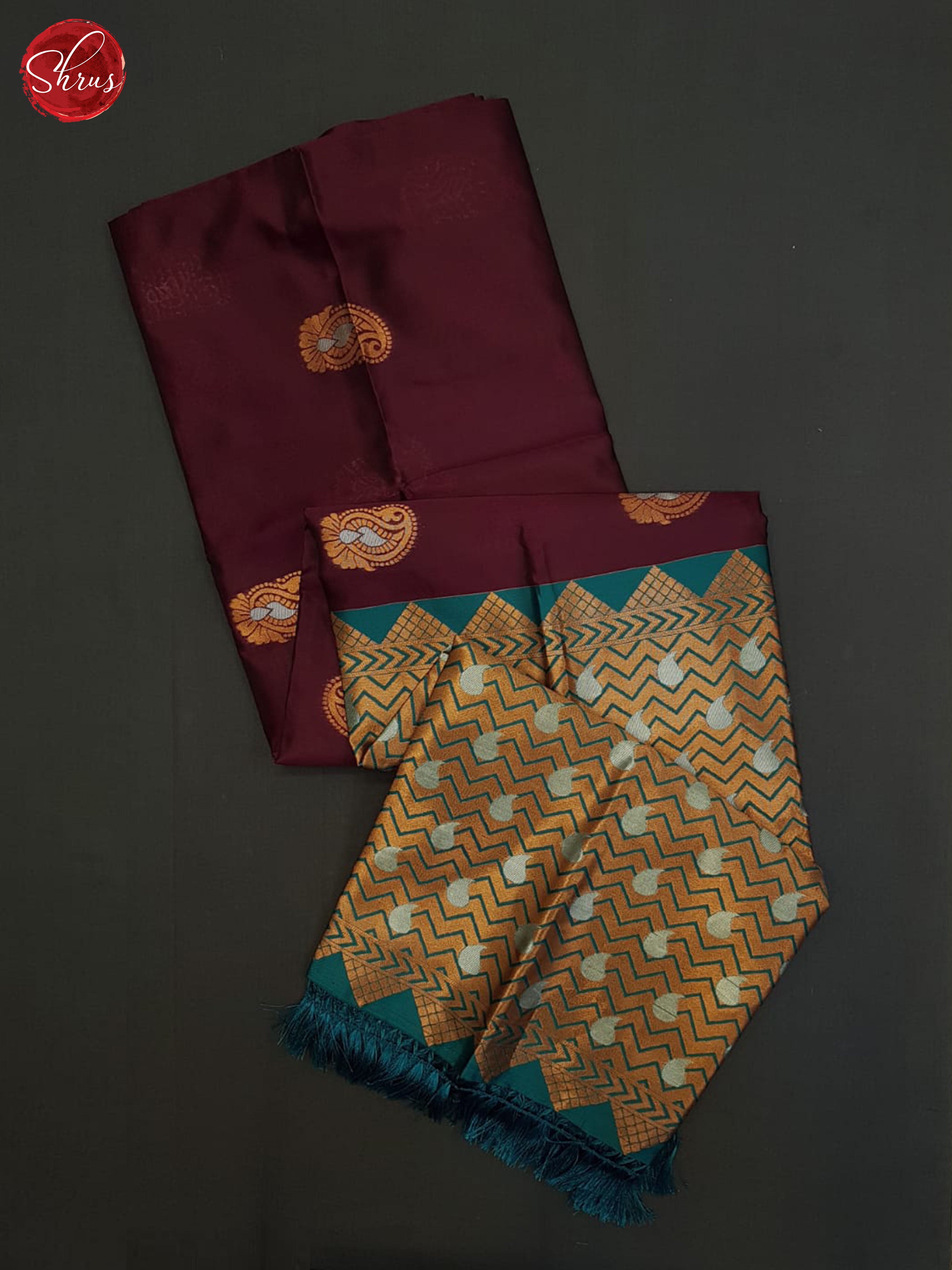 Deep wine And Green- Semi Soft silk saree - Shop on ShrusEternity.com