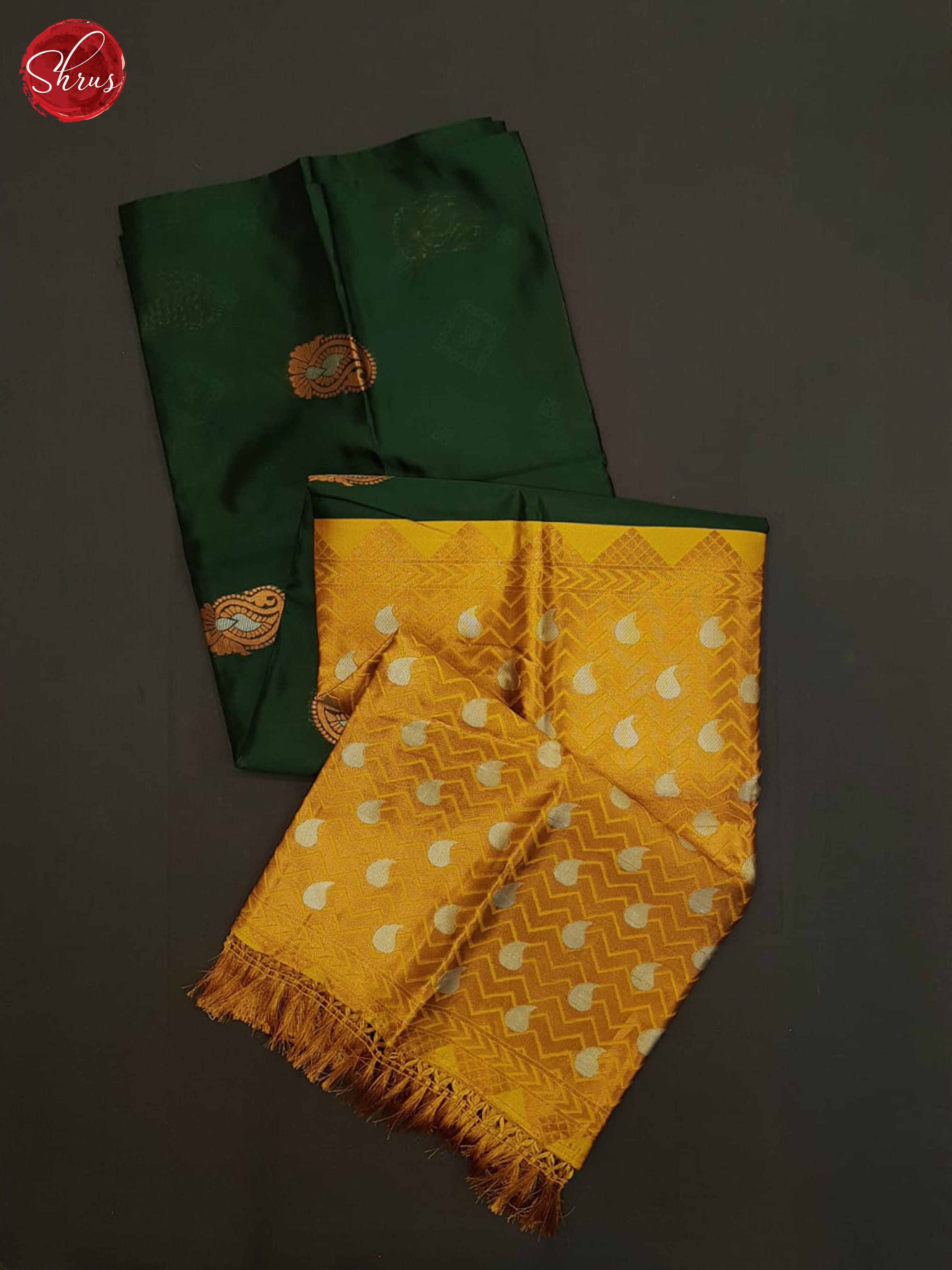 Green And Mustard- Semi soft silk saree - Shop on ShrusEternity.com