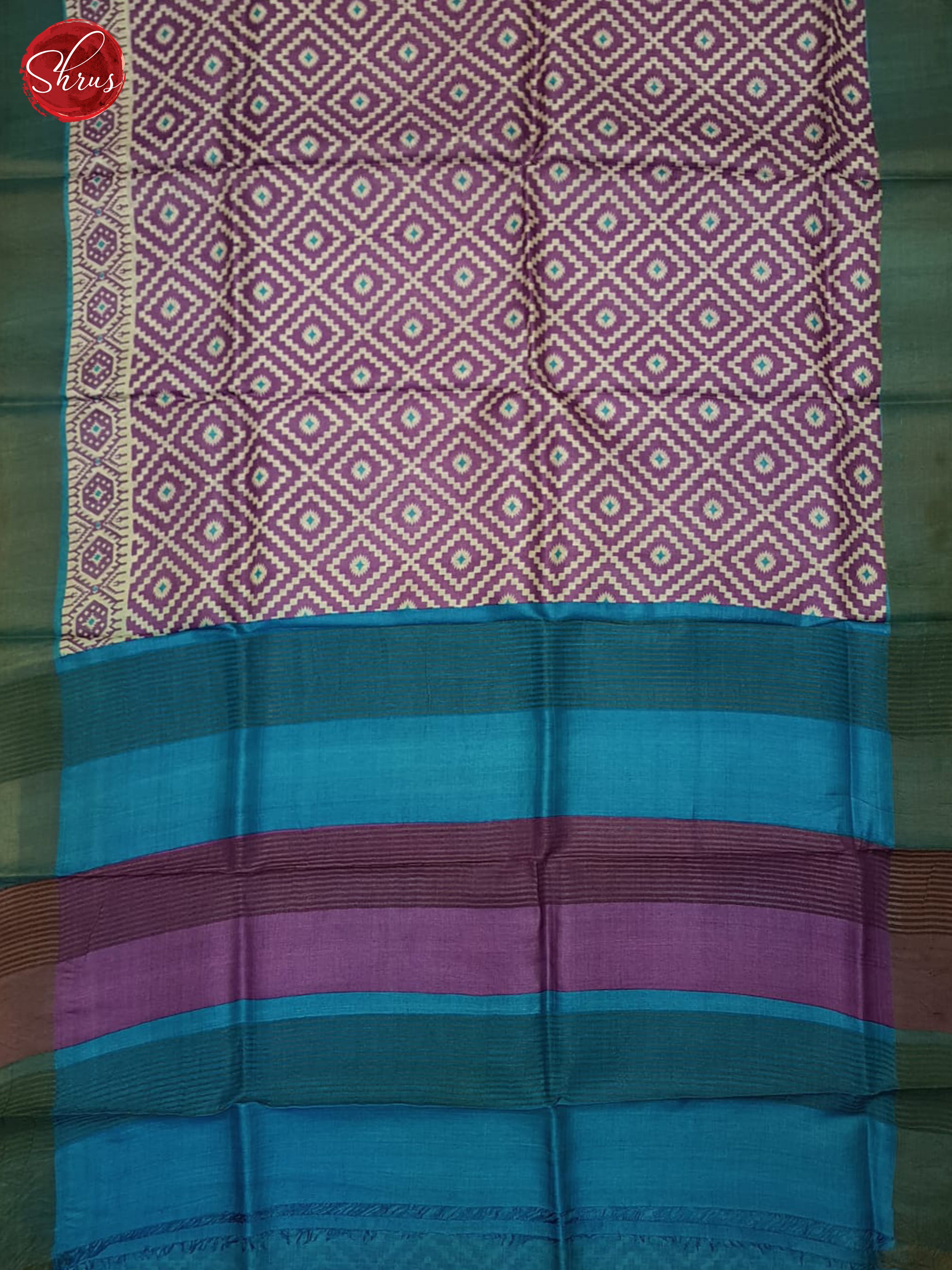 Purple And Blue- Tussar Saree - Shop on ShrusEternity.com