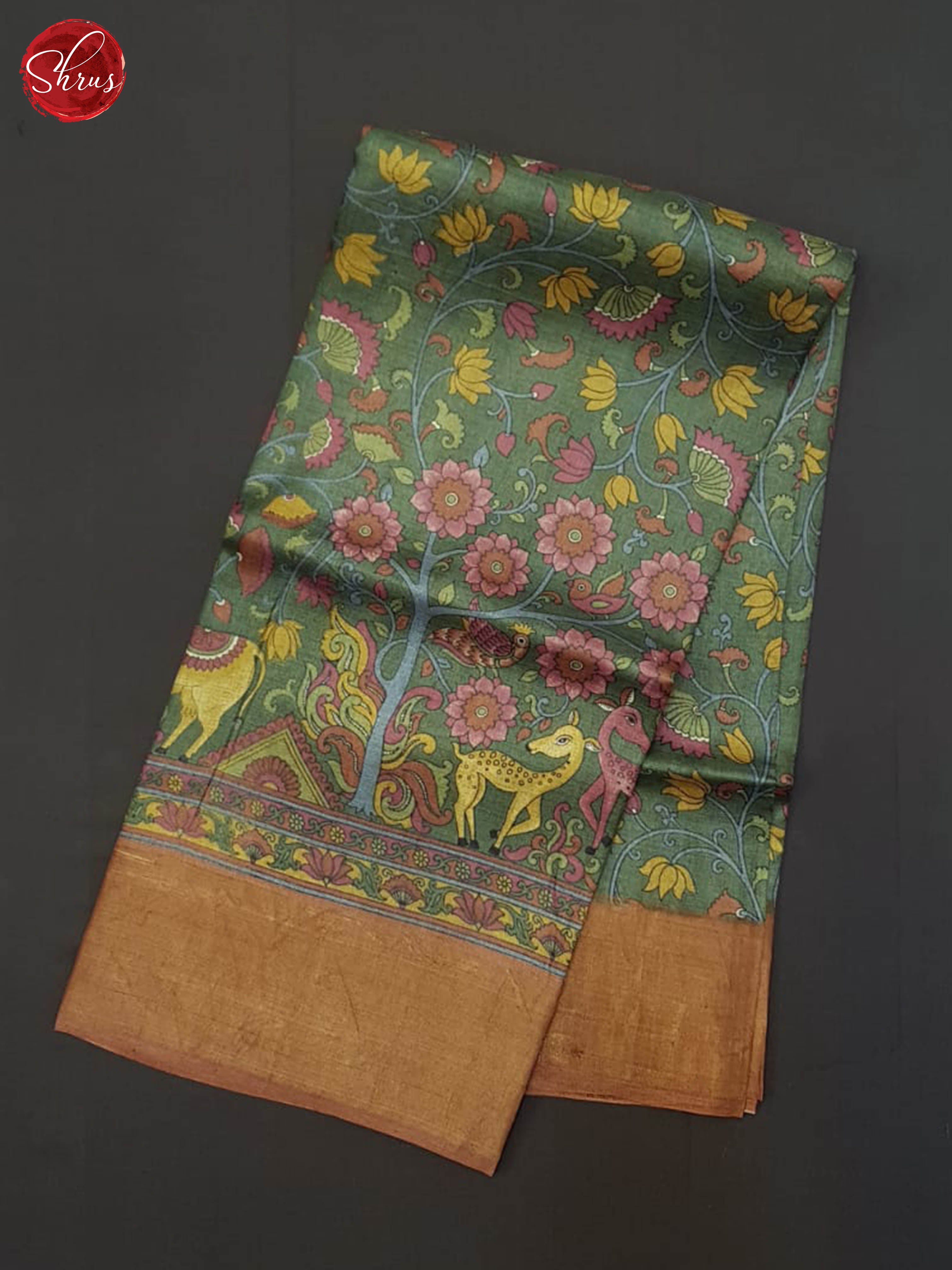 Green And Brown- Tussar Silk Saree - Shop on ShrusEternity.com