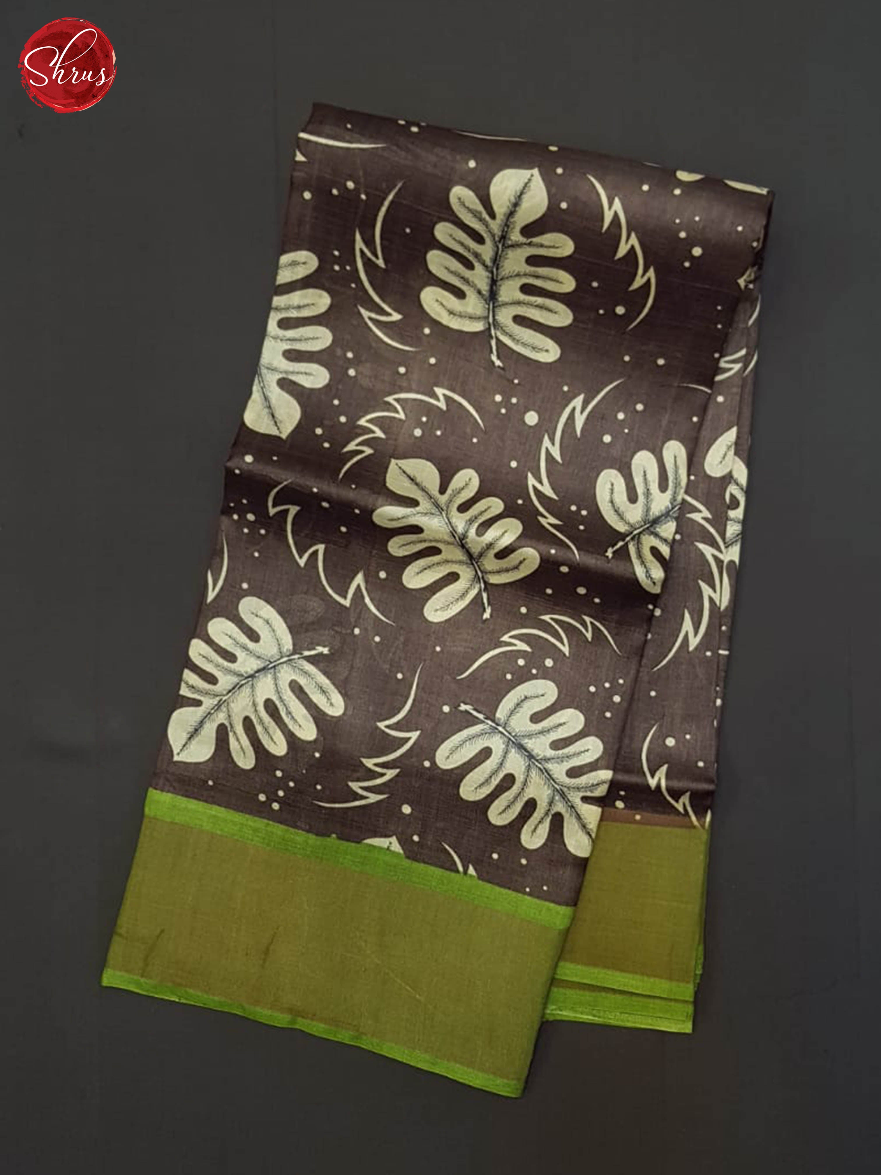 Brown And Green- Tussar Silk Saree - Shop on ShrusEternity.com