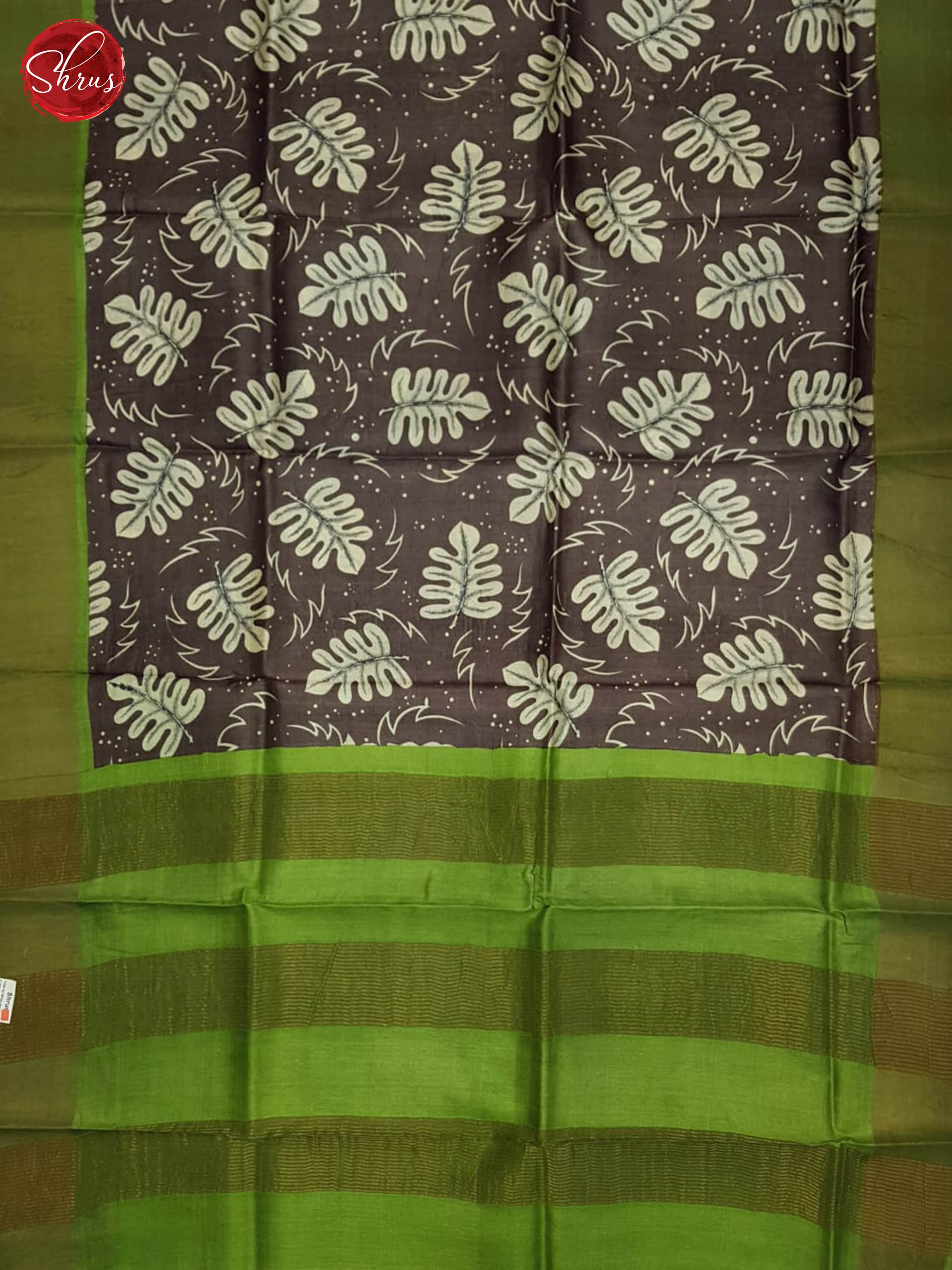 Brown And Green- Tussar Silk Saree - Shop on ShrusEternity.com