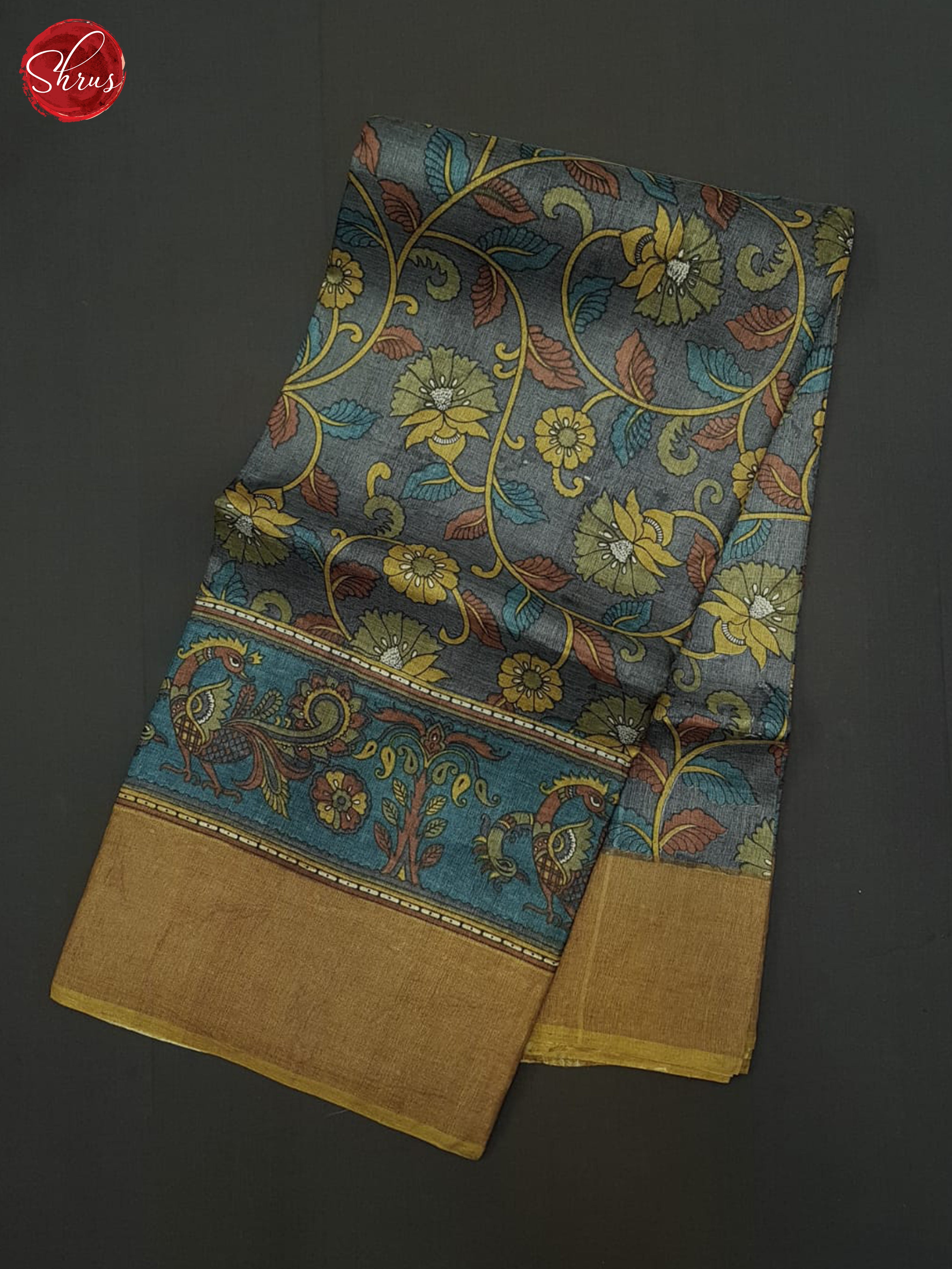 Grey & Mustard - Tussar Saree - Shop on ShrusEternity.com