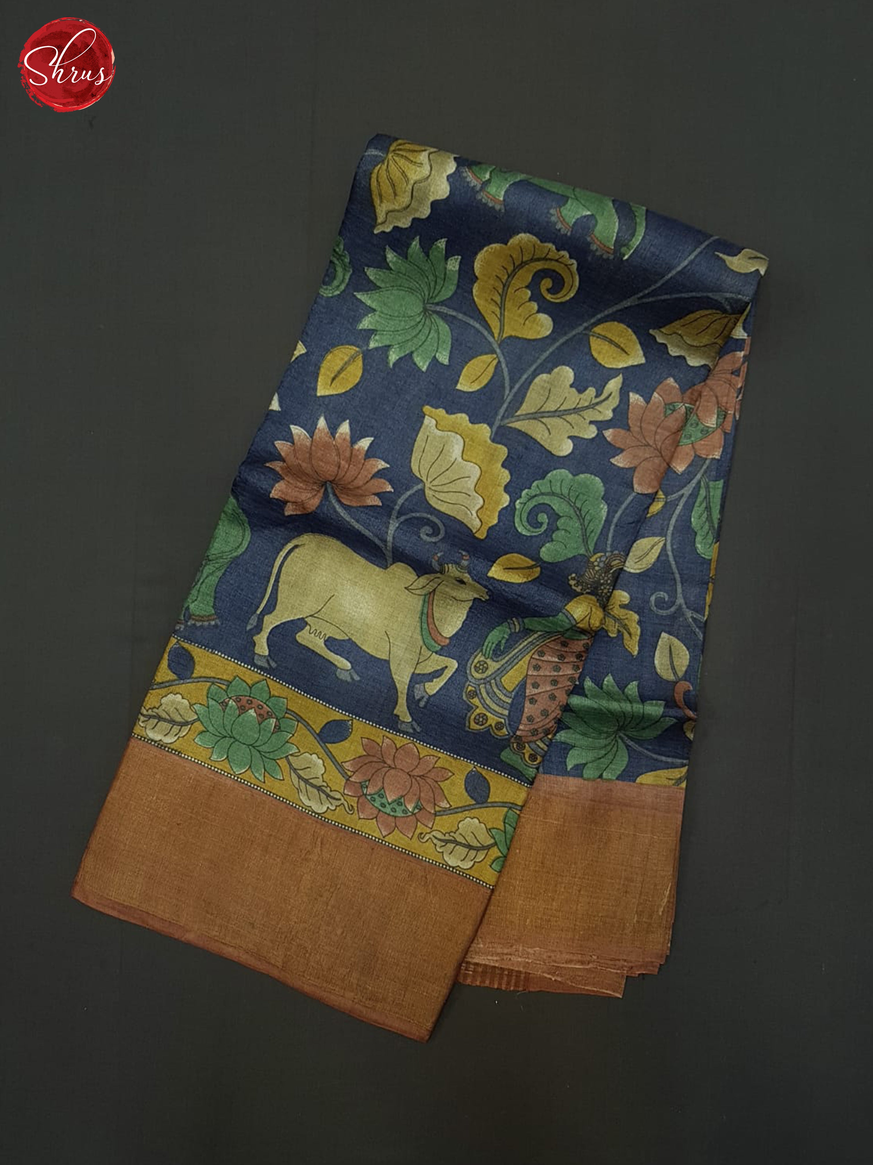 Blue & Brown - Tussar Saree - Shop on ShrusEternity.com