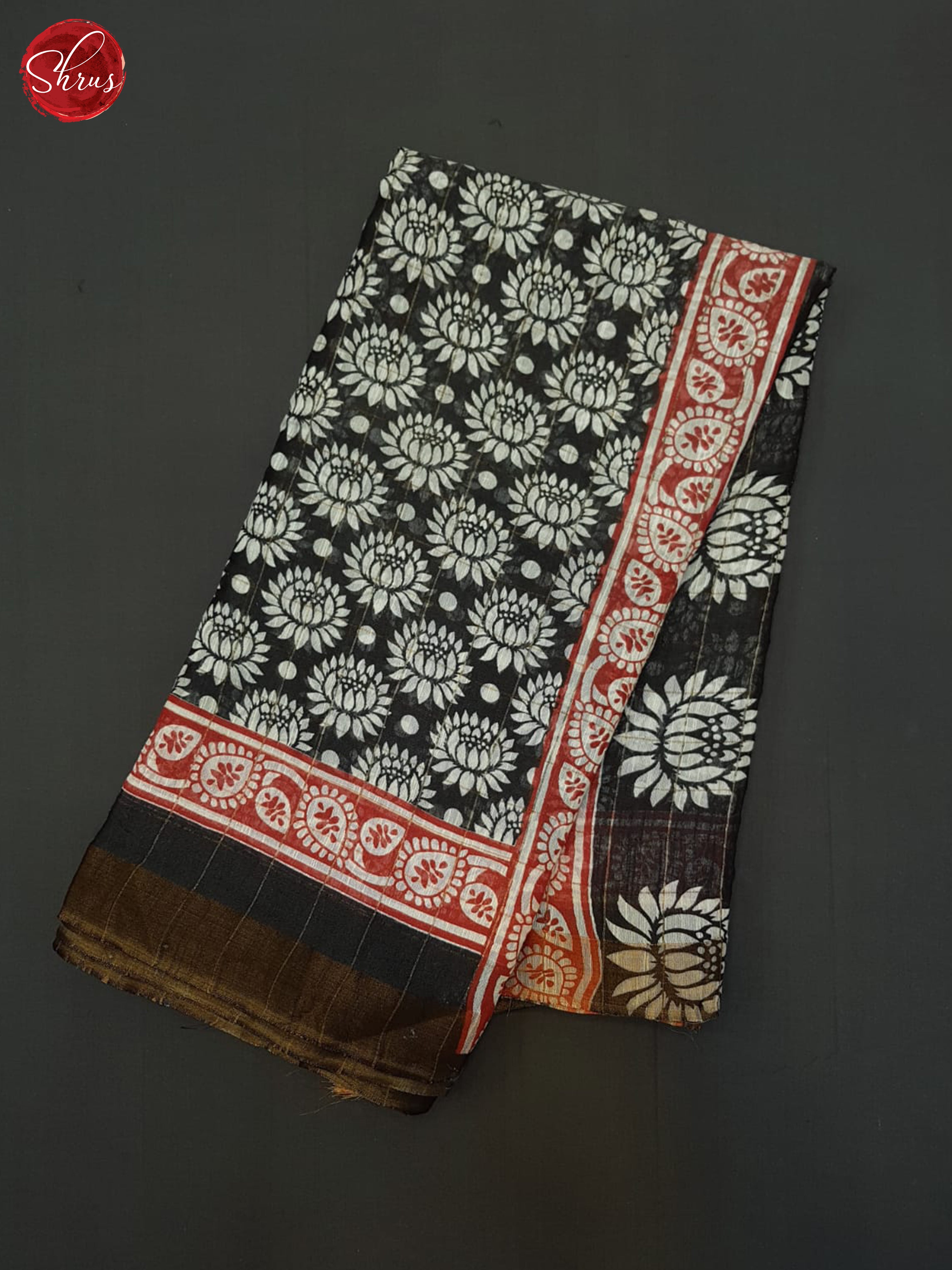 Black& Red - Linen Cotton Saree - Shop on ShrusEternity.com