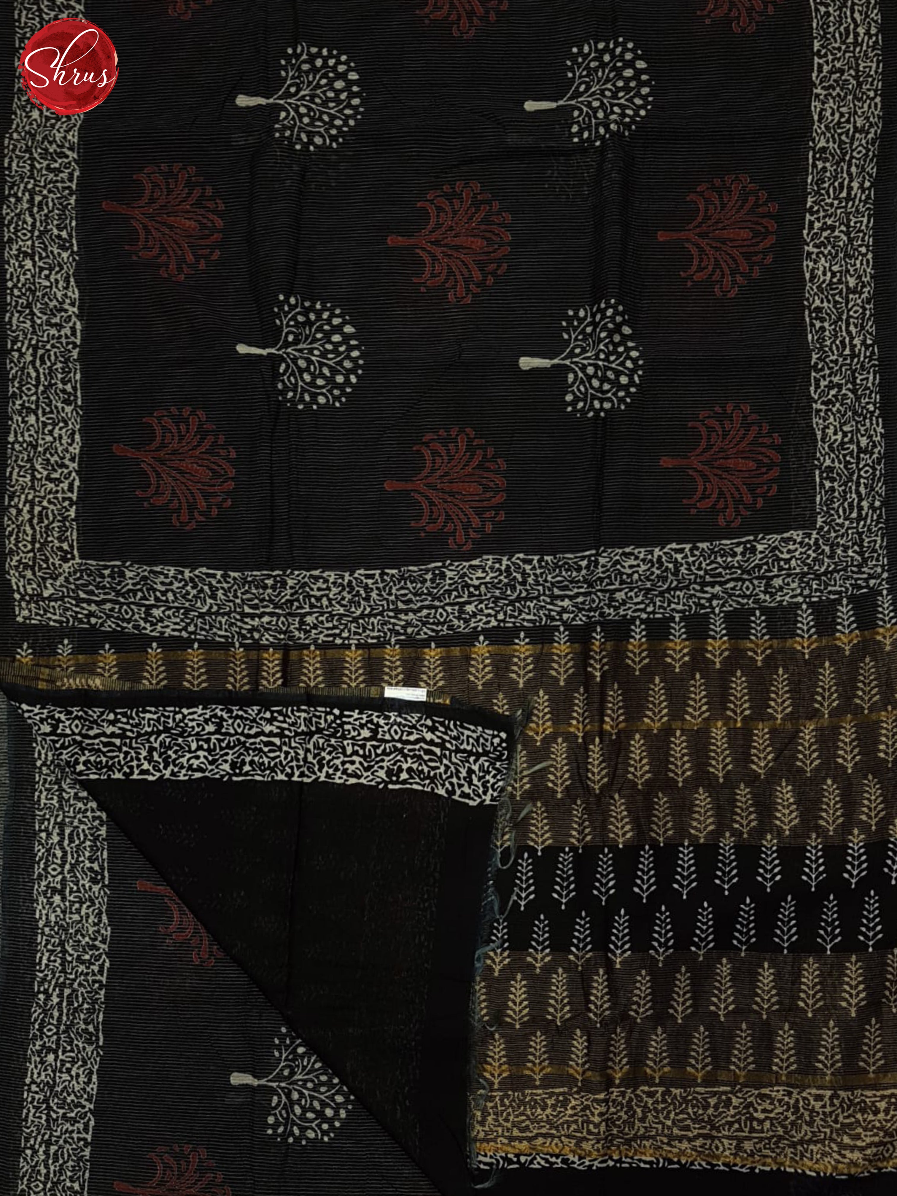 Black(Single Tone)- Linen Cotton Saree - Shop on ShrusEternity.com