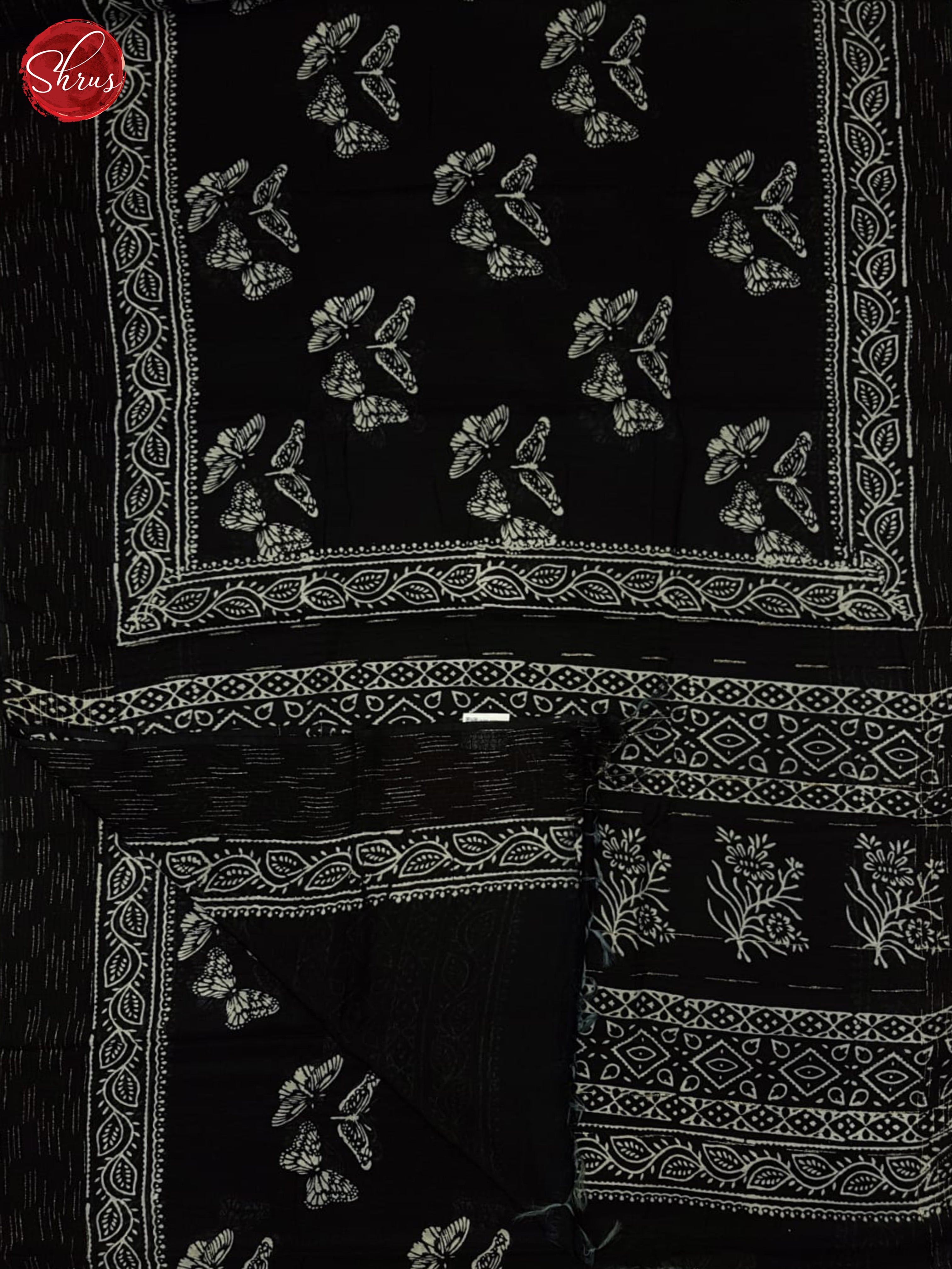 Black(Single Tone) - Linen Cotton Saree - Shop on ShrusEternity.com