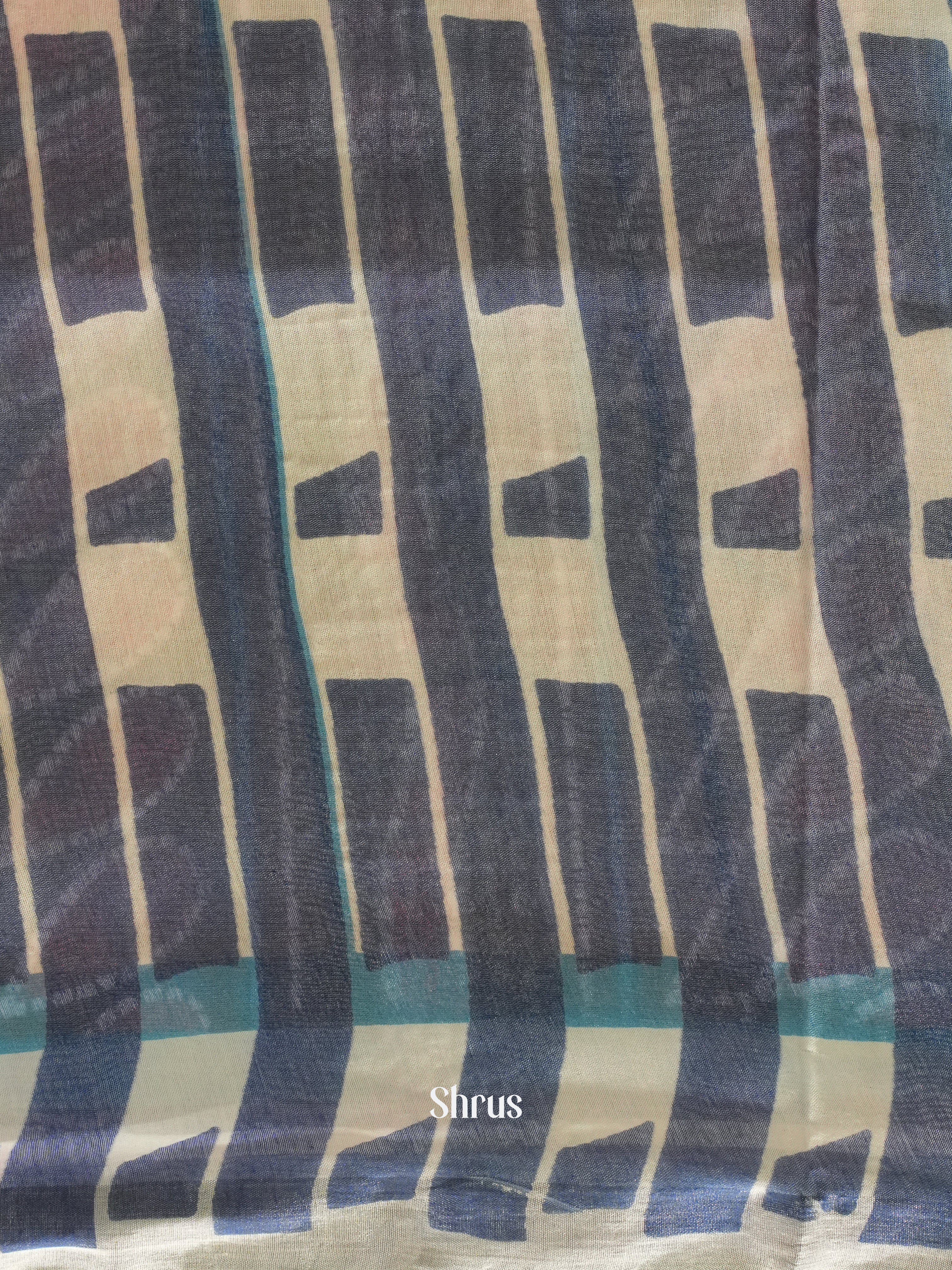 Brown and blue - Jaipur cotton Saree