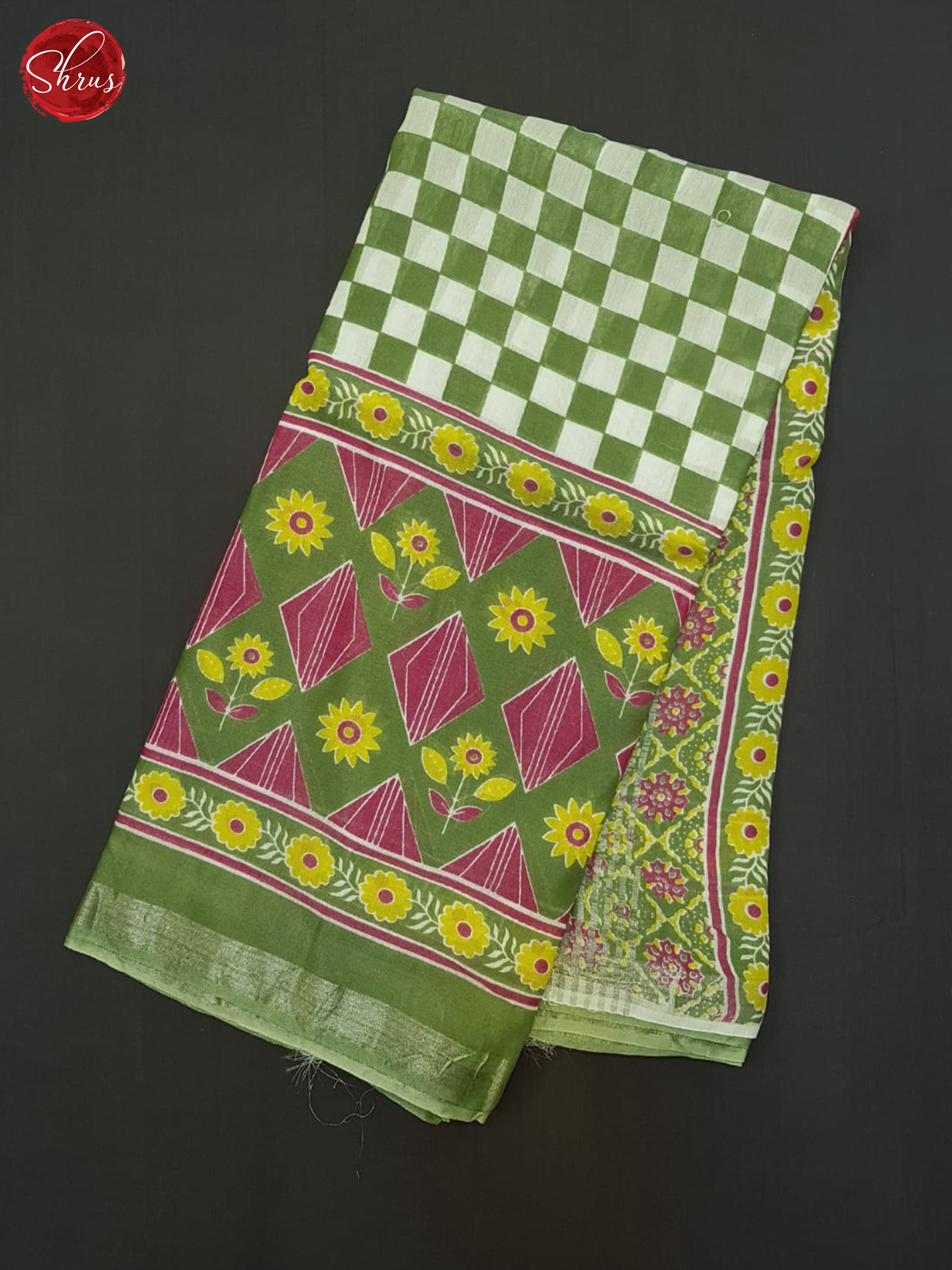 Green and Cream- Jaipur cotton Saree - Shop on ShrusEternity.com