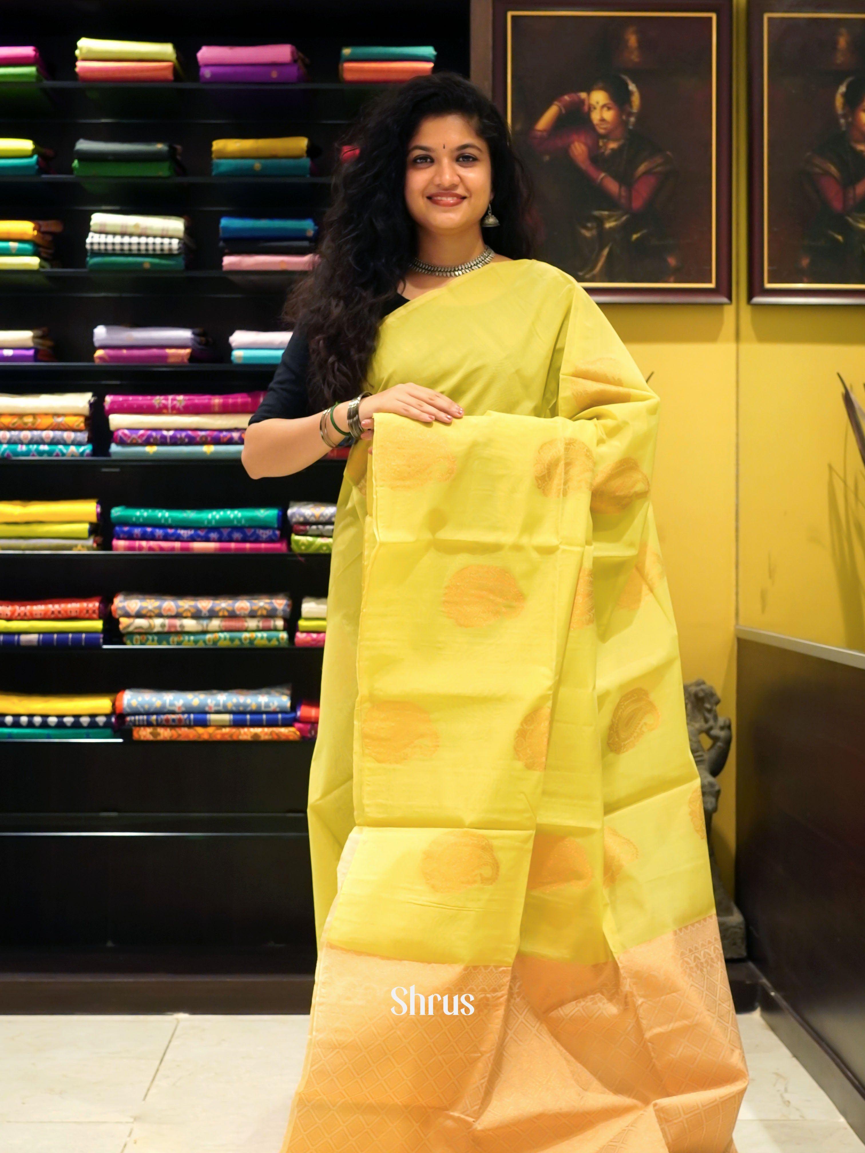 Yellow & Gold -Semi Silkcotton