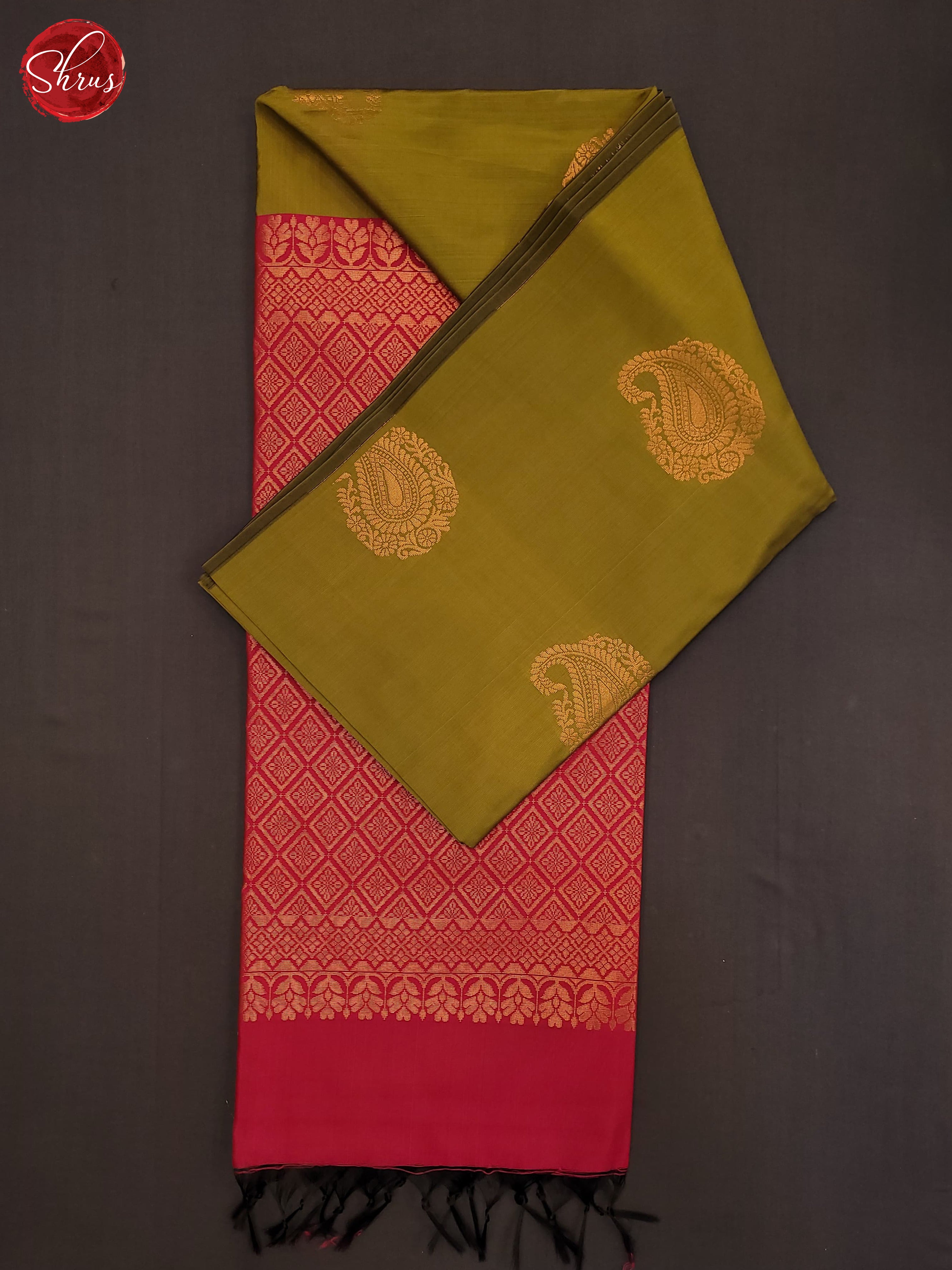 Mehandi Green & Red - Semi Softsilk Saree - Shop on ShrusEternity.com