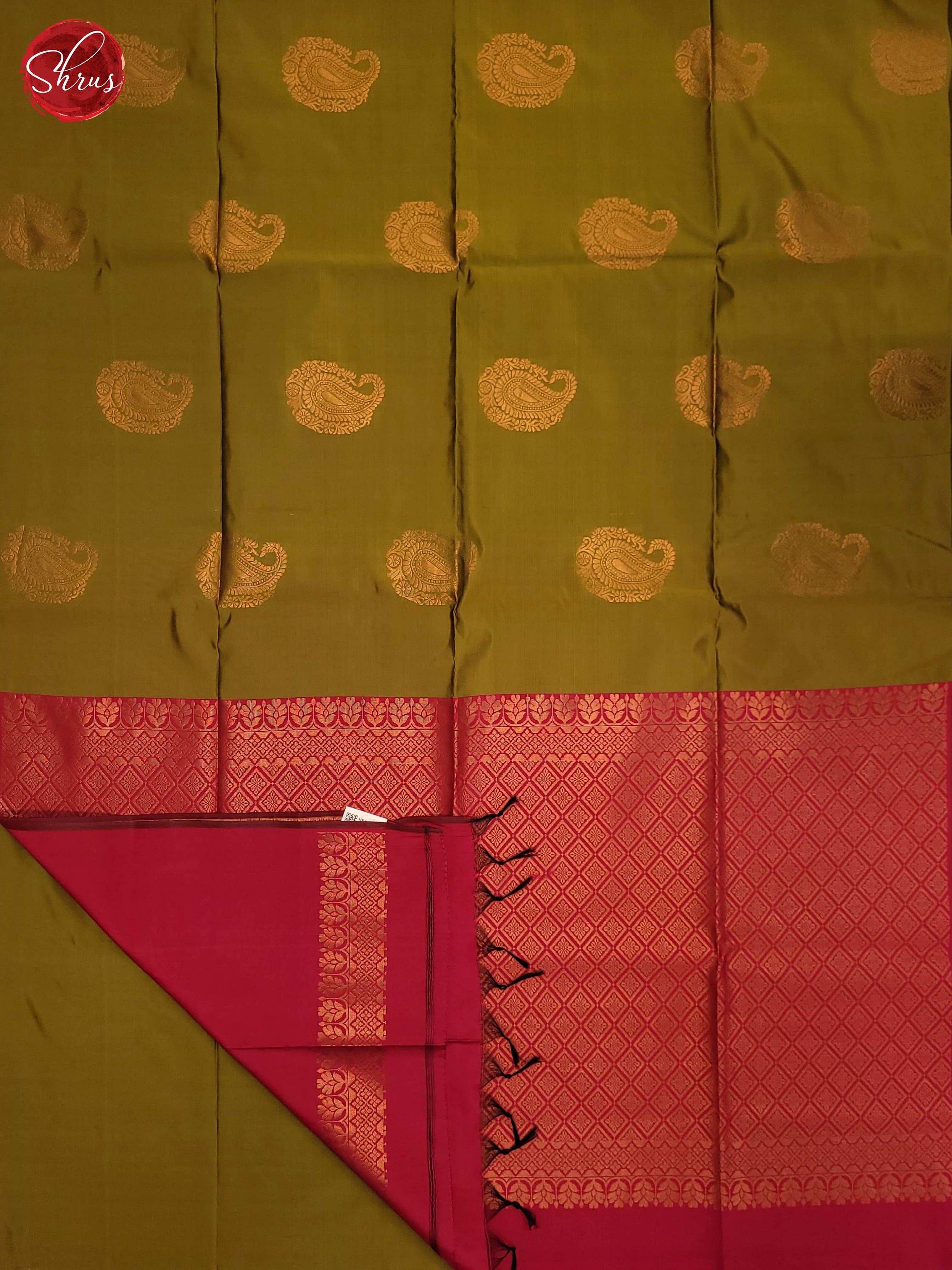 Mehandi Green & Red - Semi Softsilk Saree - Shop on ShrusEternity.com