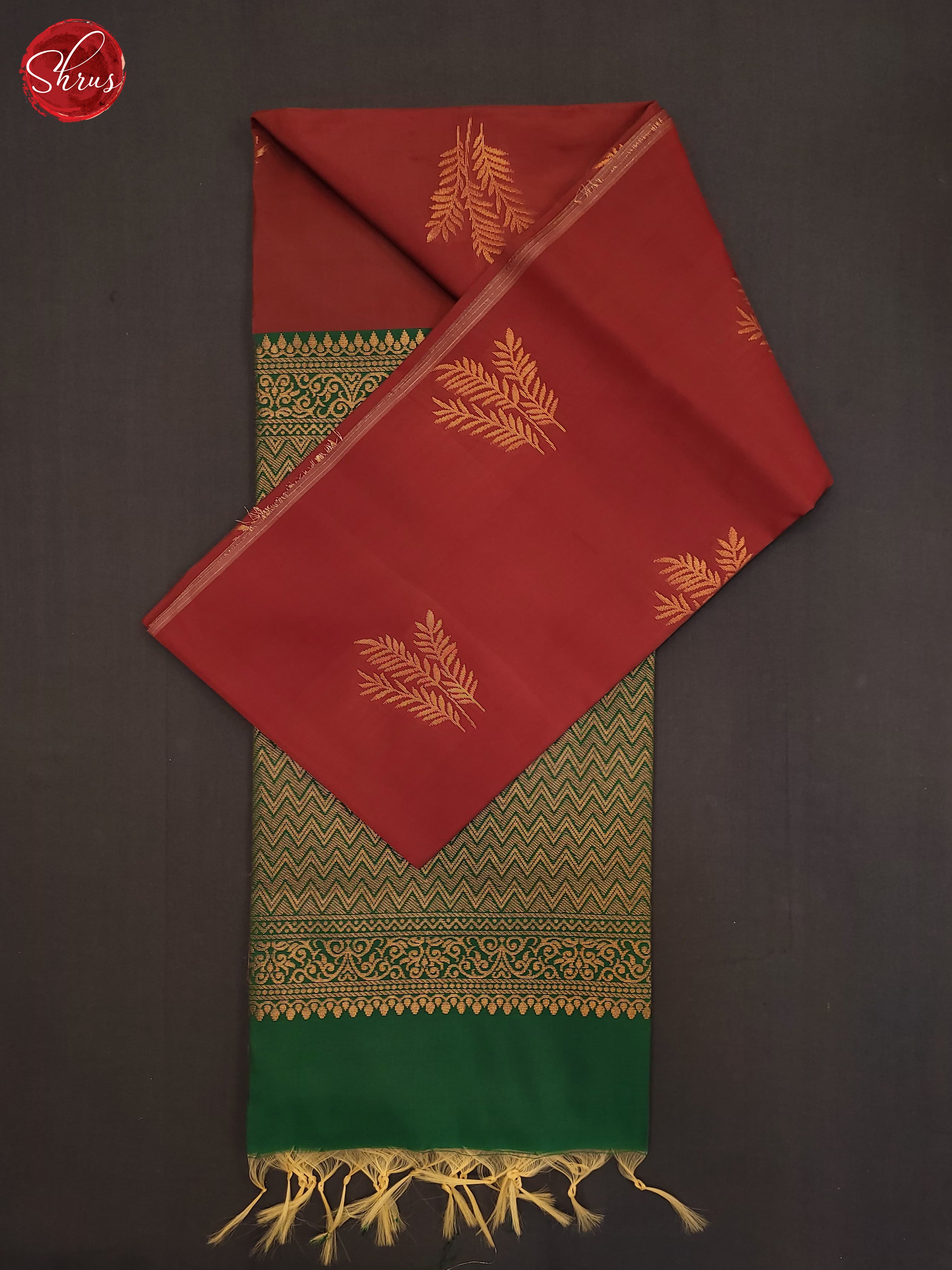 Maroon and bottle green- Semi Softsilk Saree - Shop on ShrusEternity.com