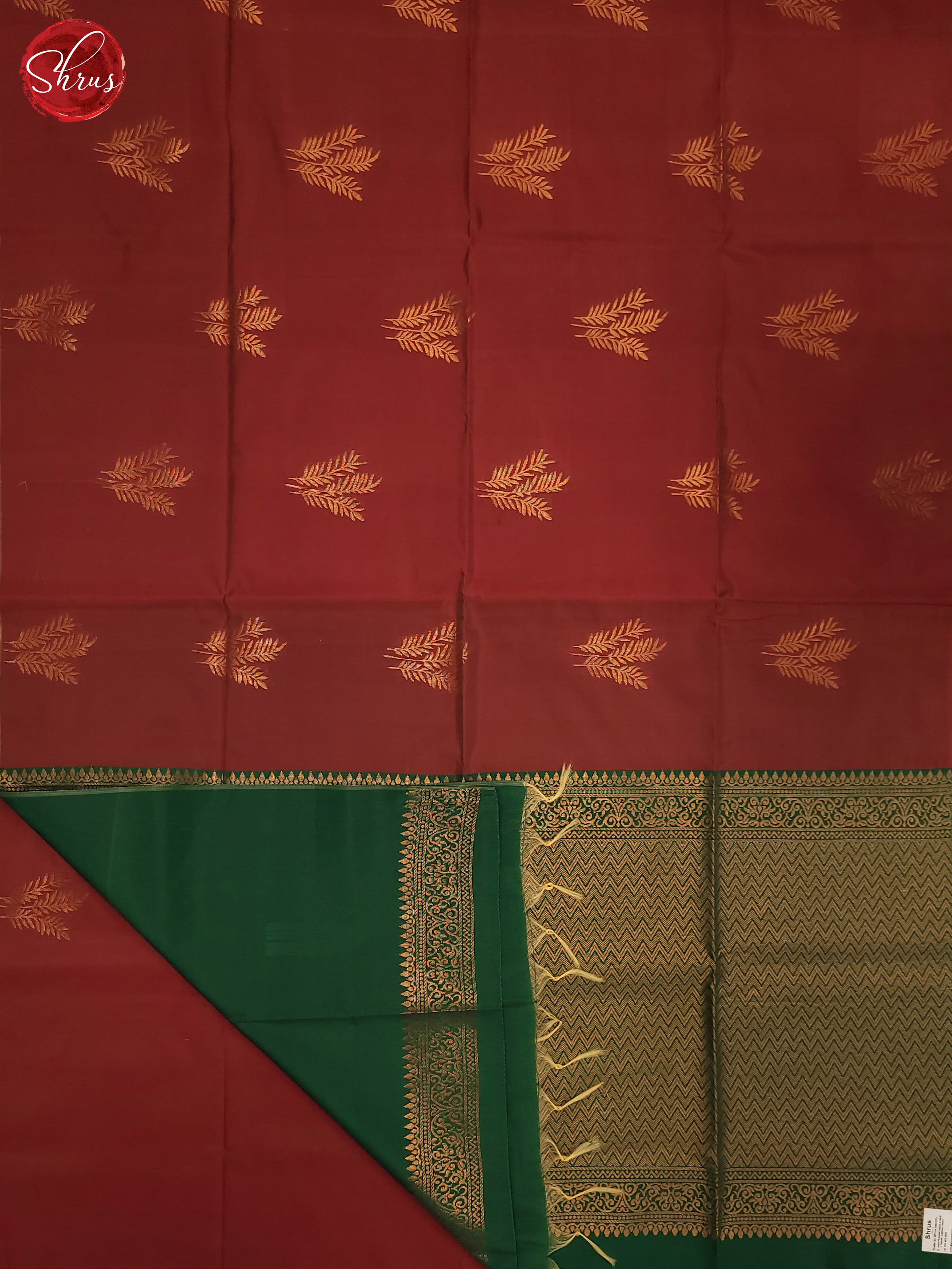 Maroon and bottle green- Semi Softsilk Saree - Shop on ShrusEternity.com