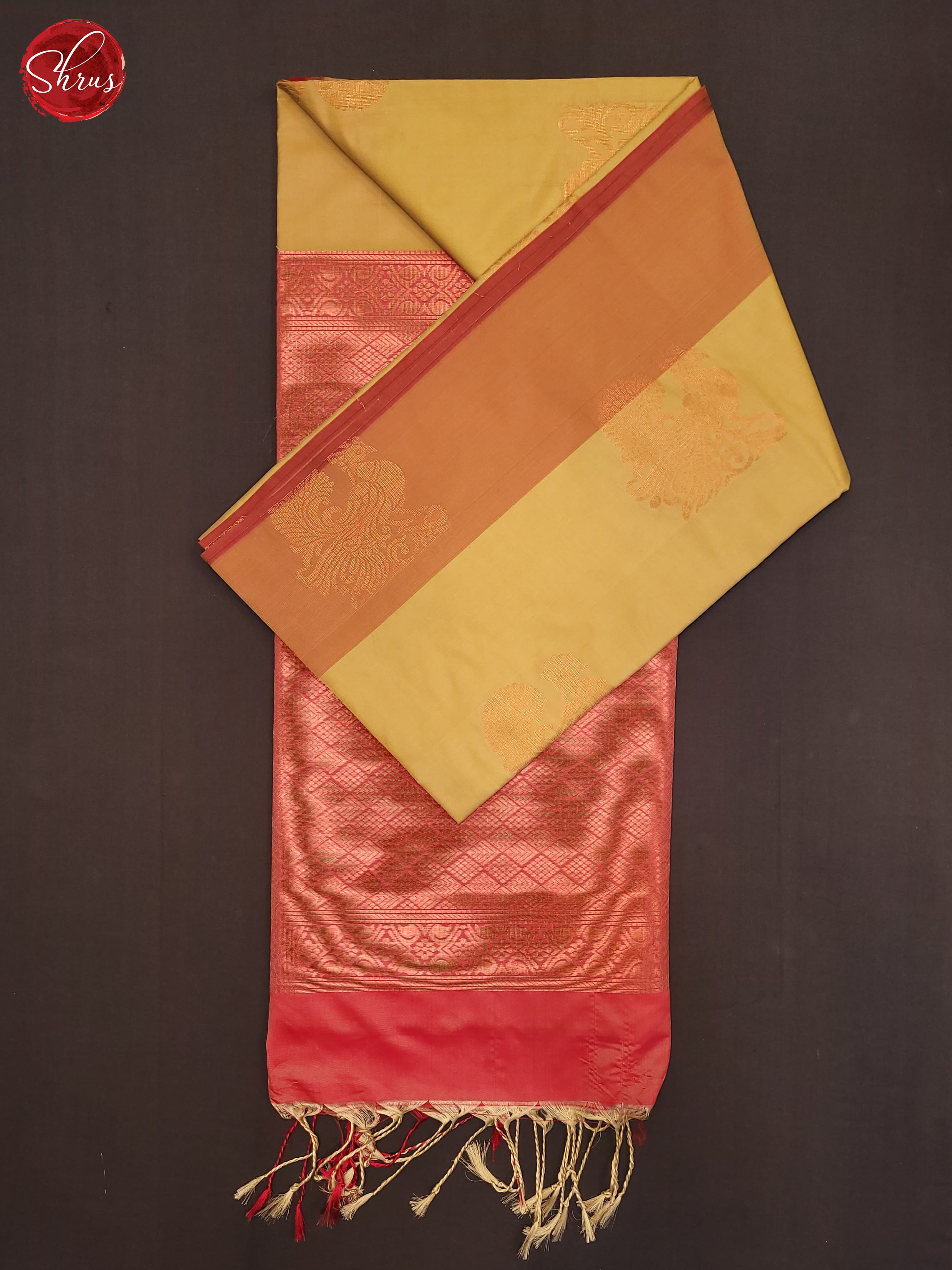 Beige and Reddish pink - Semi Softsilk Saree - Shop on ShrusEternity.com