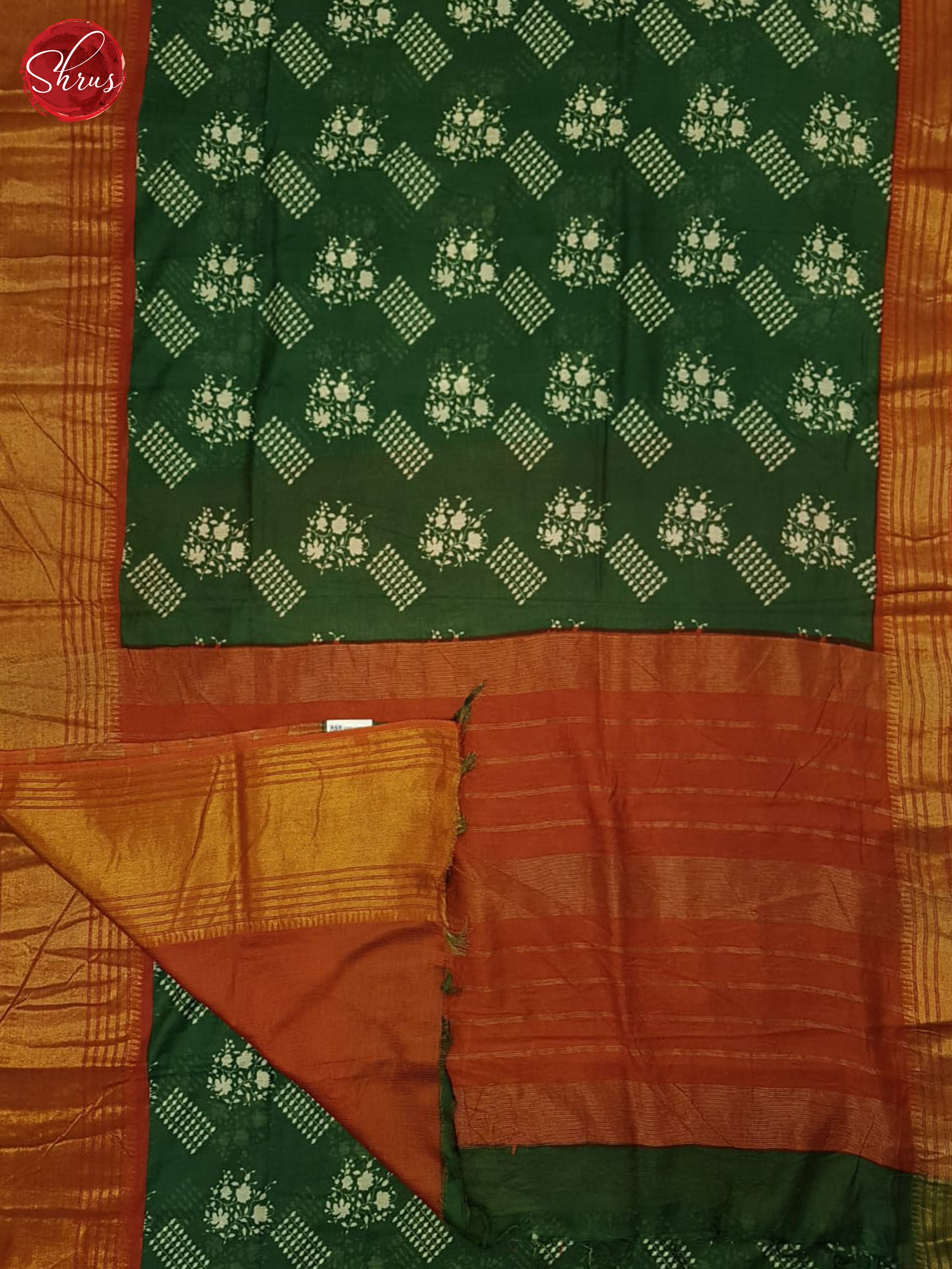 Green & Brick Orange - Semi Tussar Saree - Shop on ShrusEternity.com