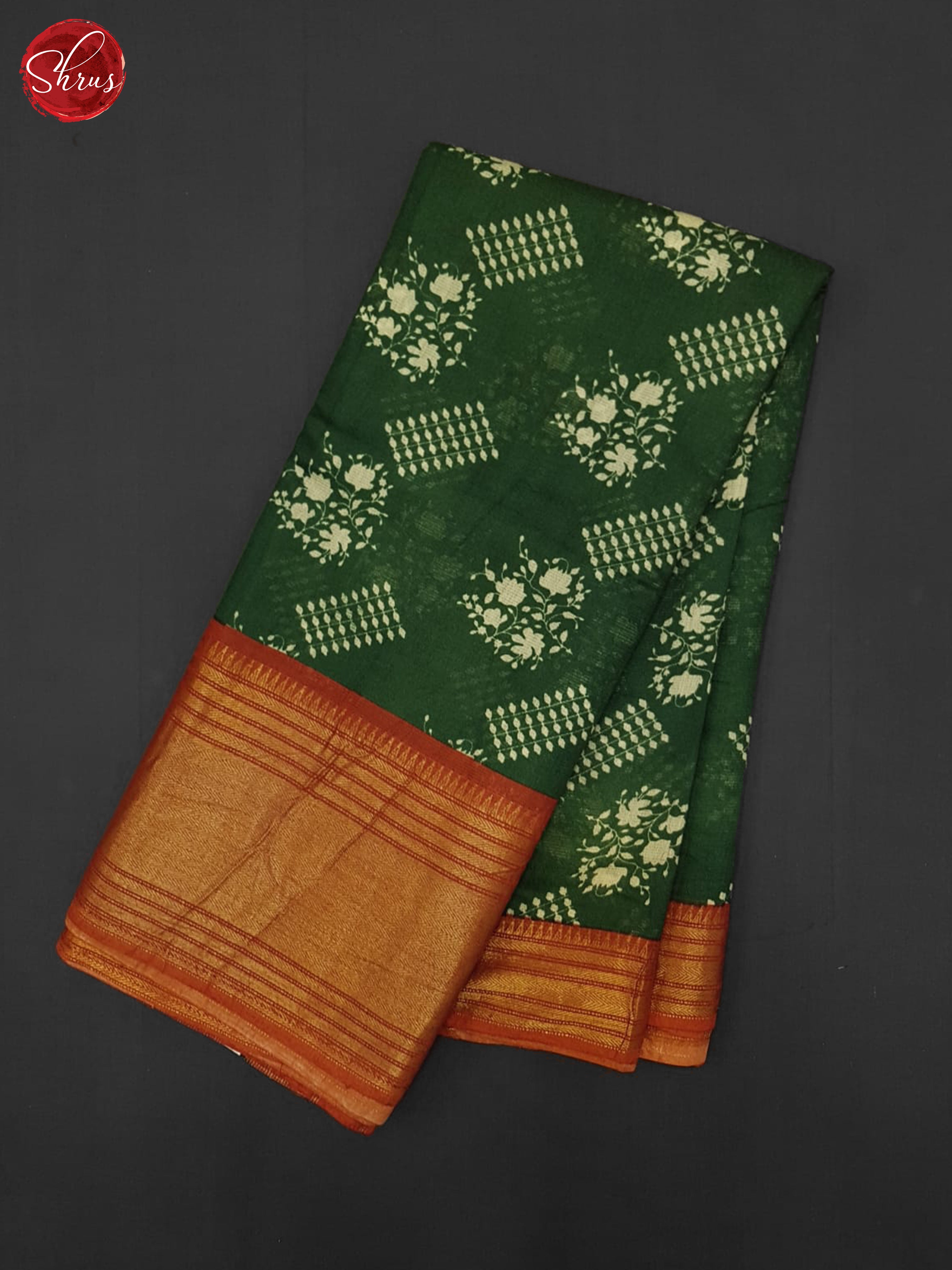 Green & Brick Orange - Semi Tussar Saree - Shop on ShrusEternity.com