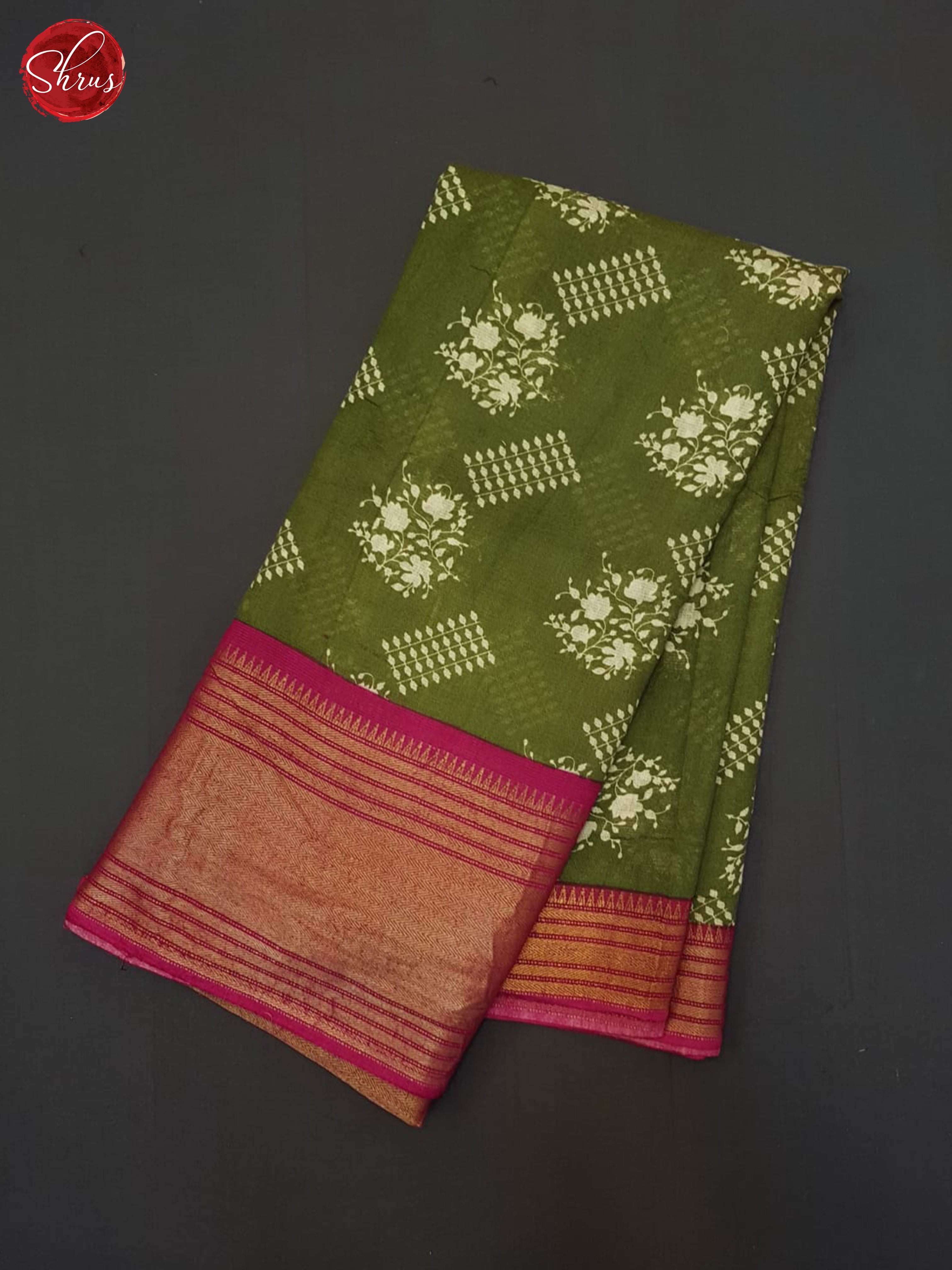 Green &  Pink  - Semi Tussar Saree - Shop on ShrusEternity.com