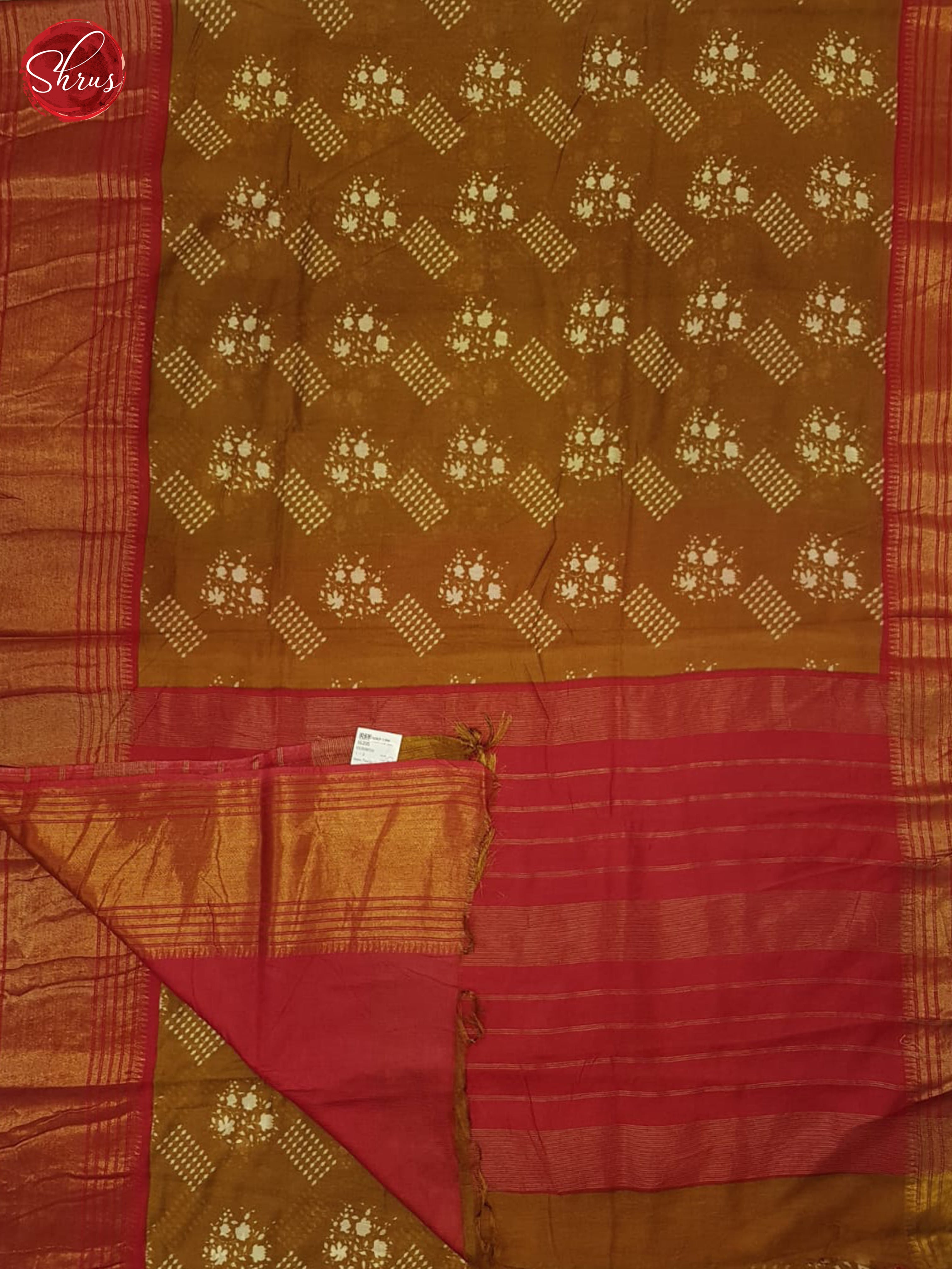 Honey & Red  - Semi Tussar Saree - Shop on ShrusEternity.com