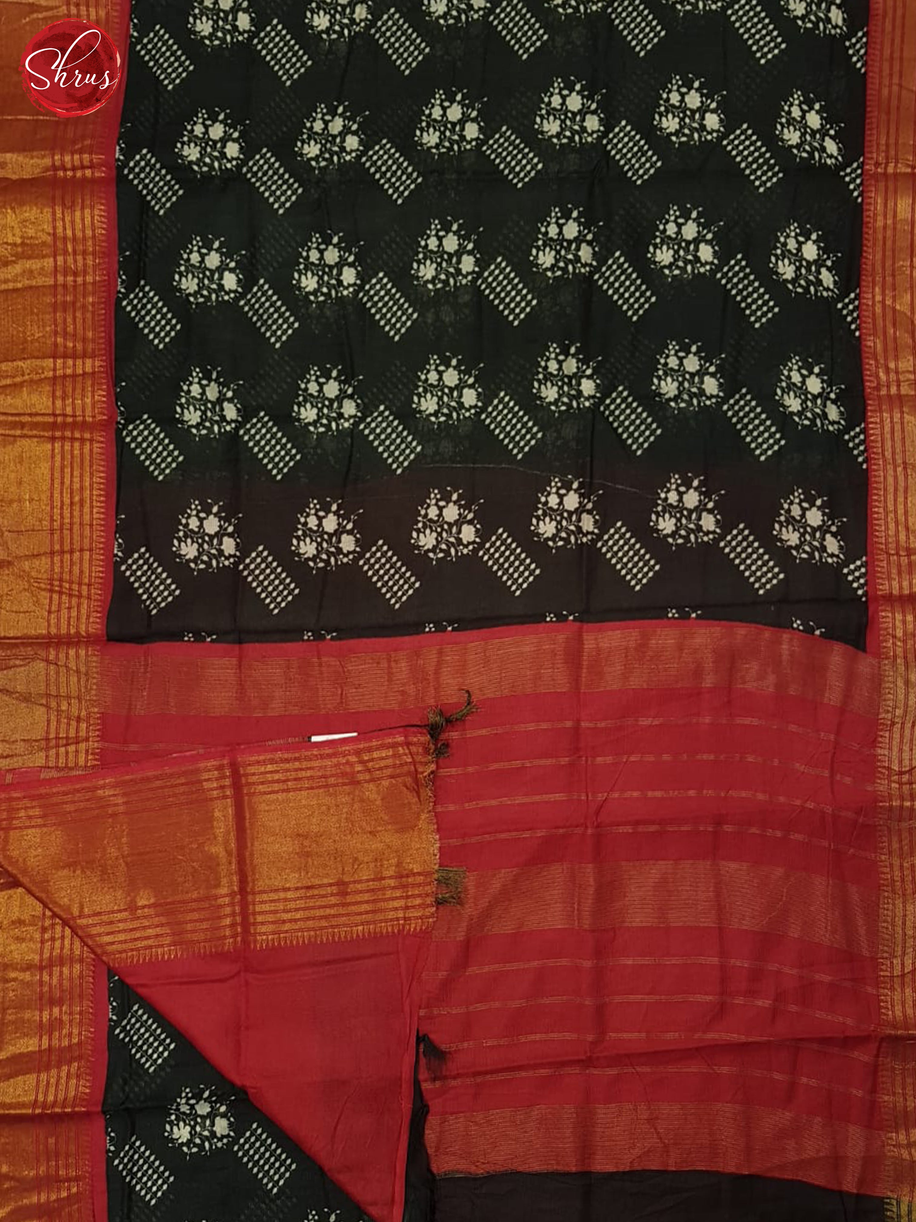 Black & Red  - Semi Tussar Saree - Shop on ShrusEternity.com