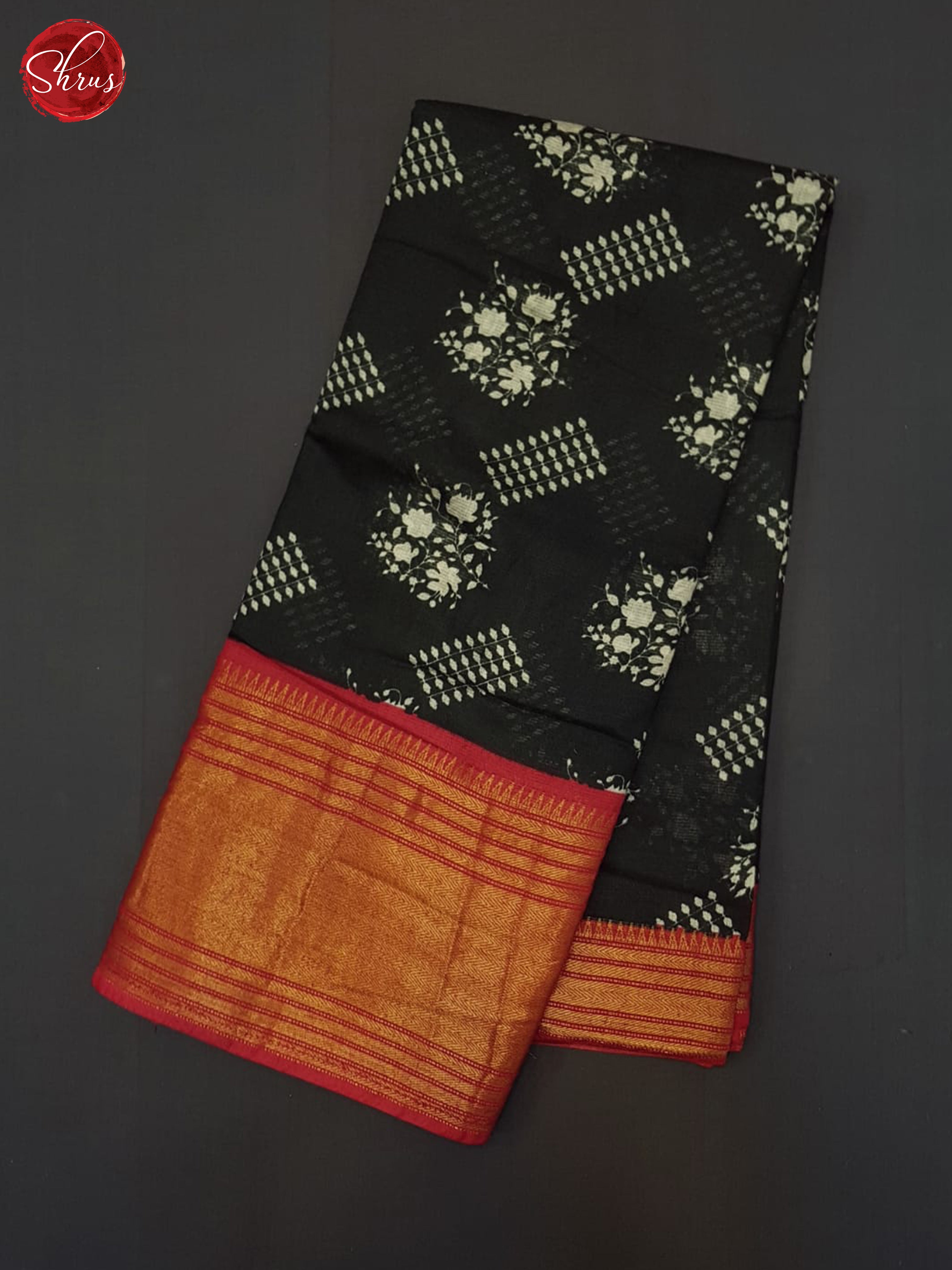 Black & Red  - Semi Tussar Saree - Shop on ShrusEternity.com