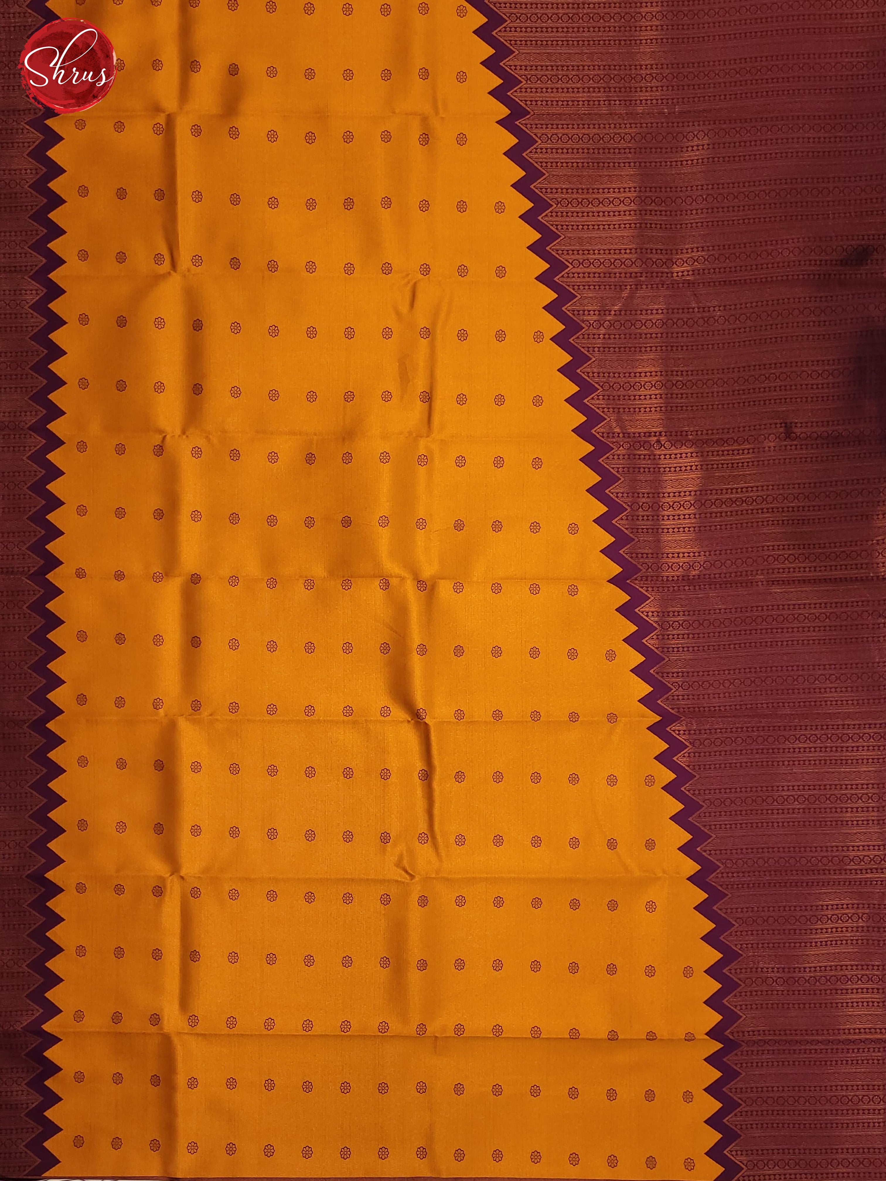 Yellow & Wine   - Semi Tissue Saree - Shop on ShrusEternity.com