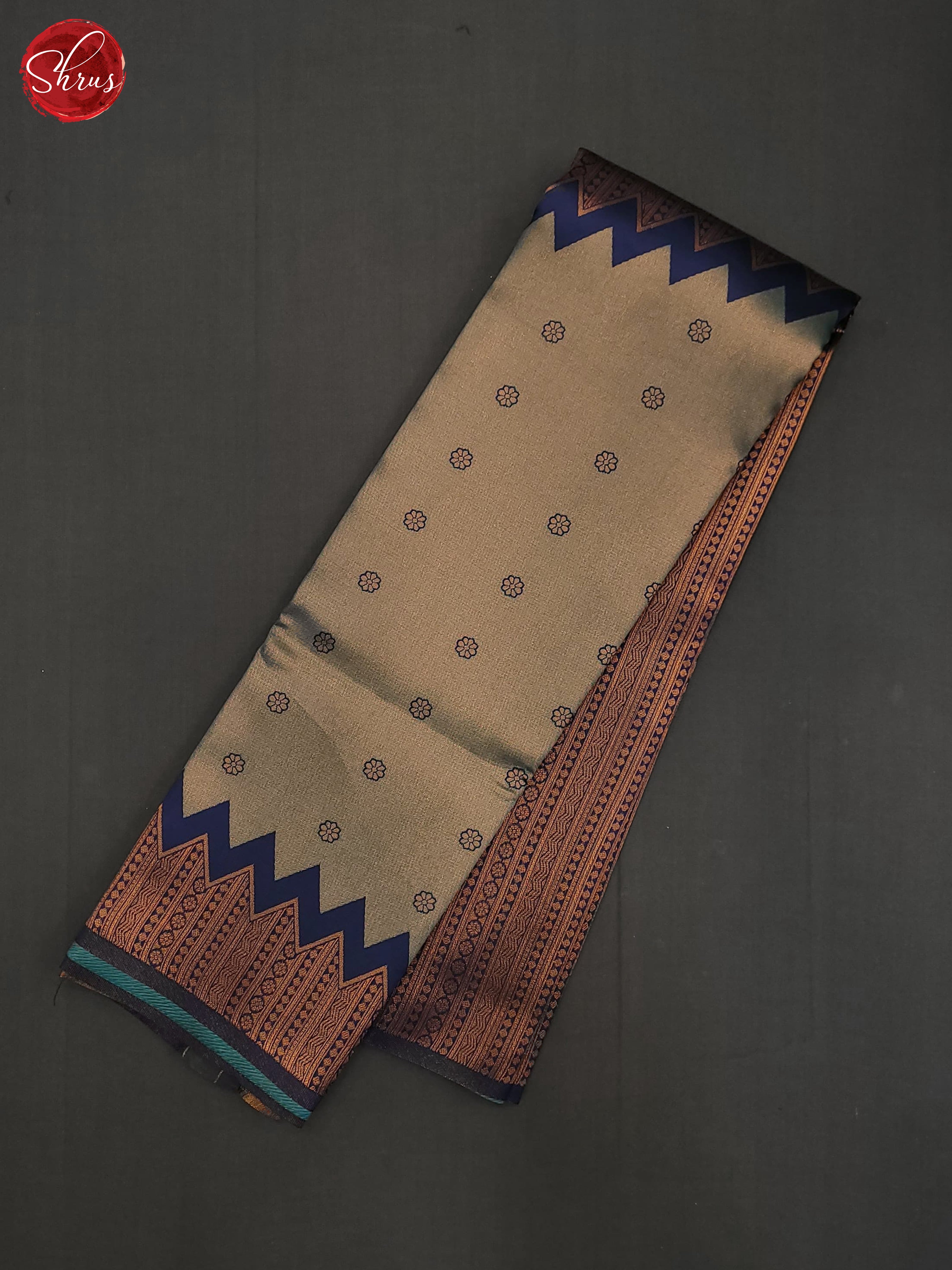 Grey & Blue- Semi Tissue Saree - Shop on ShrusEternity.com