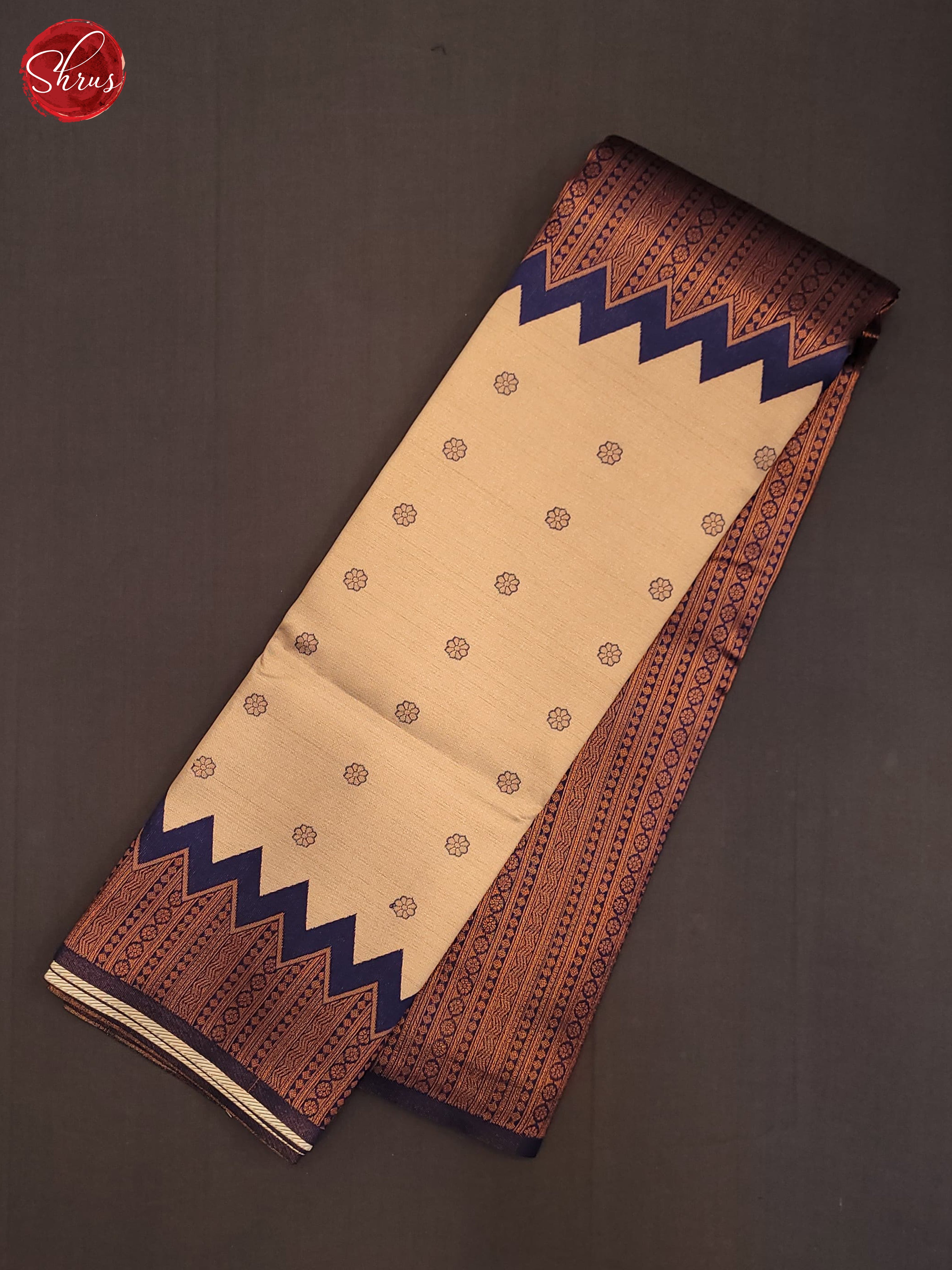 Beige & Blue - Semi Tissue Saree - Shop on ShrusEternity.com