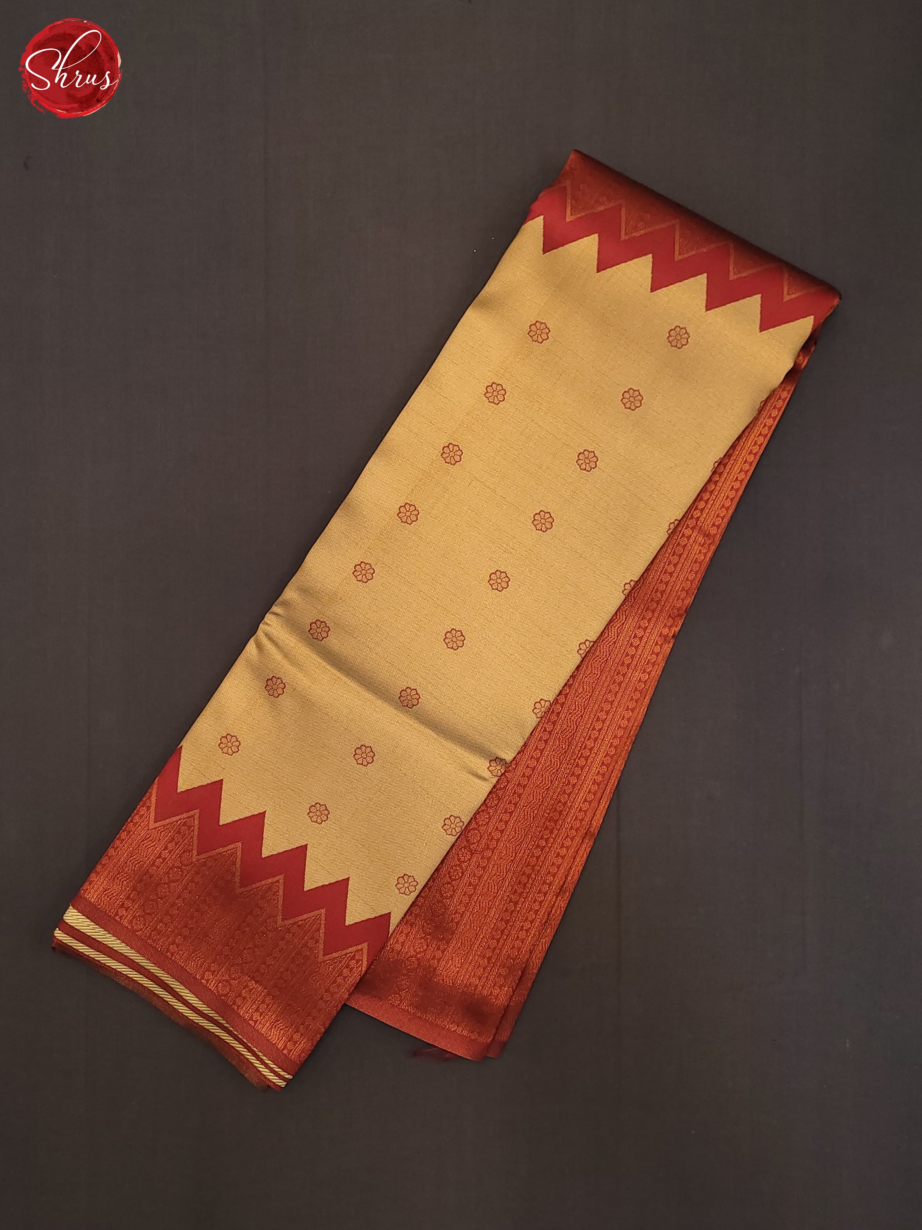 Beige &  Red  - Semi Tissue Saree - Shop on ShrusEternity.com