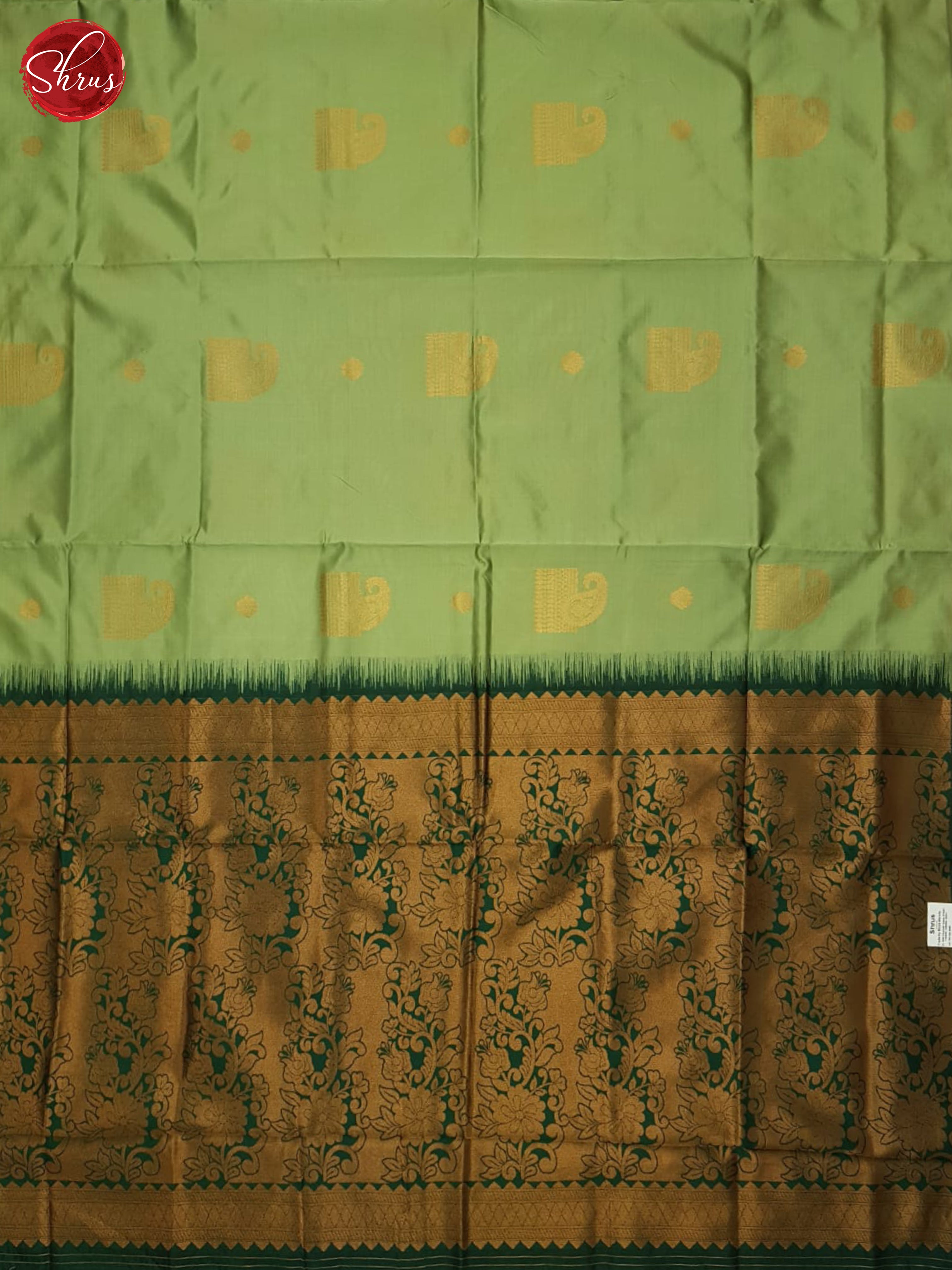 Pastel Green & Green -Semi Softsilk Saree - Shop on ShrusEternity.com