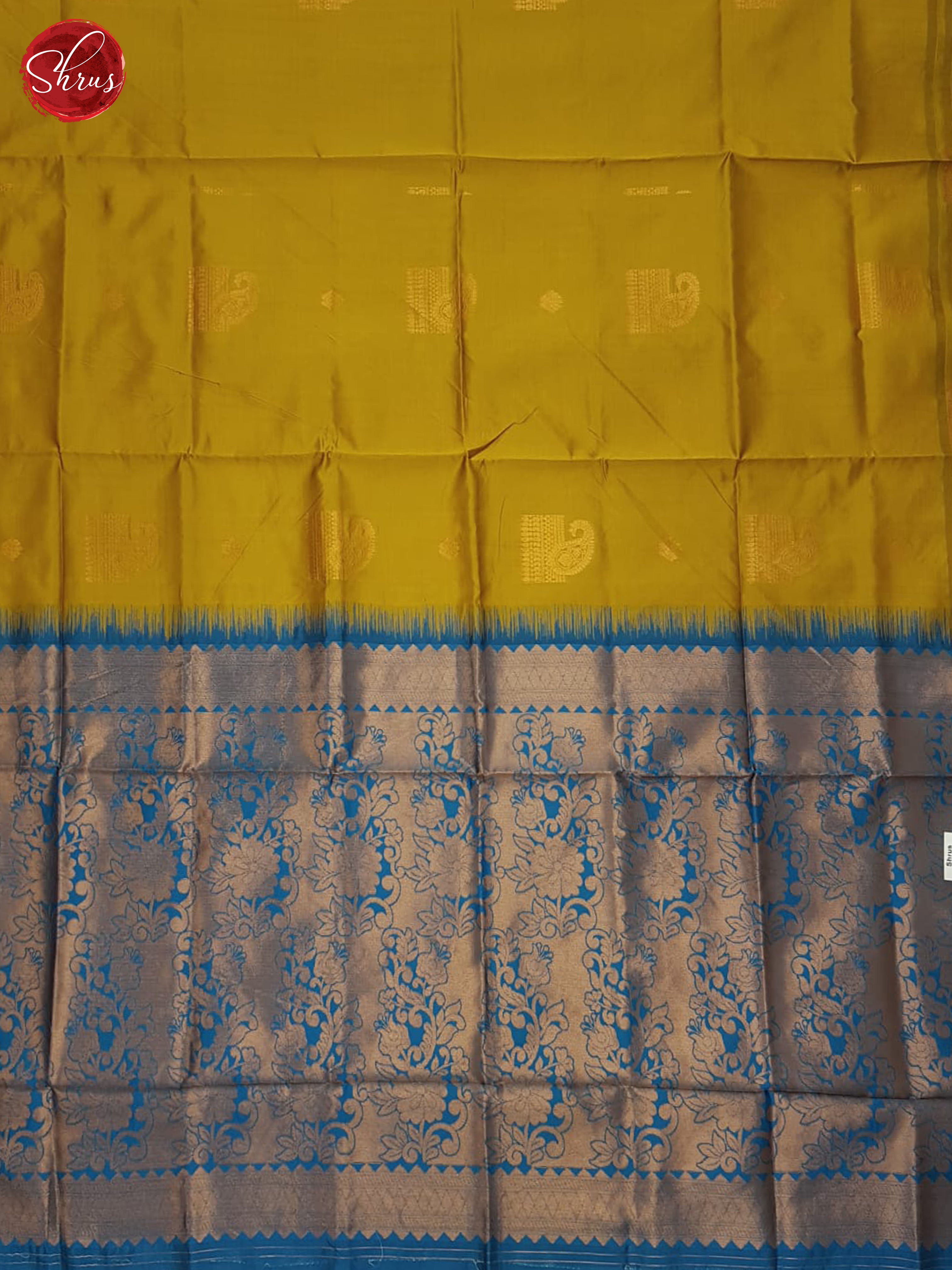 Mustard And Blue- Semi Soft Silk Saree - Shop on ShrusEternity.com