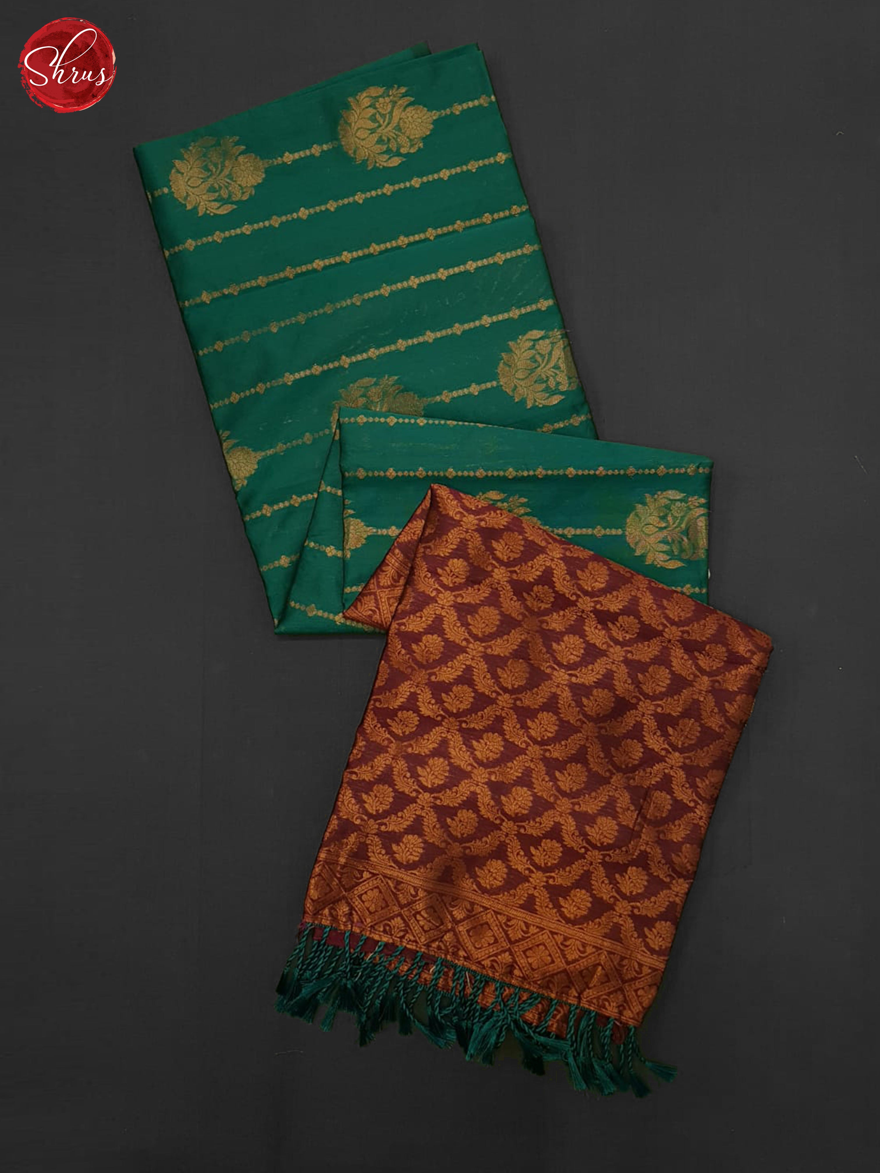 Green & Deep Wine- Semi Softsilk Saree - Shop on ShrusEternity.com