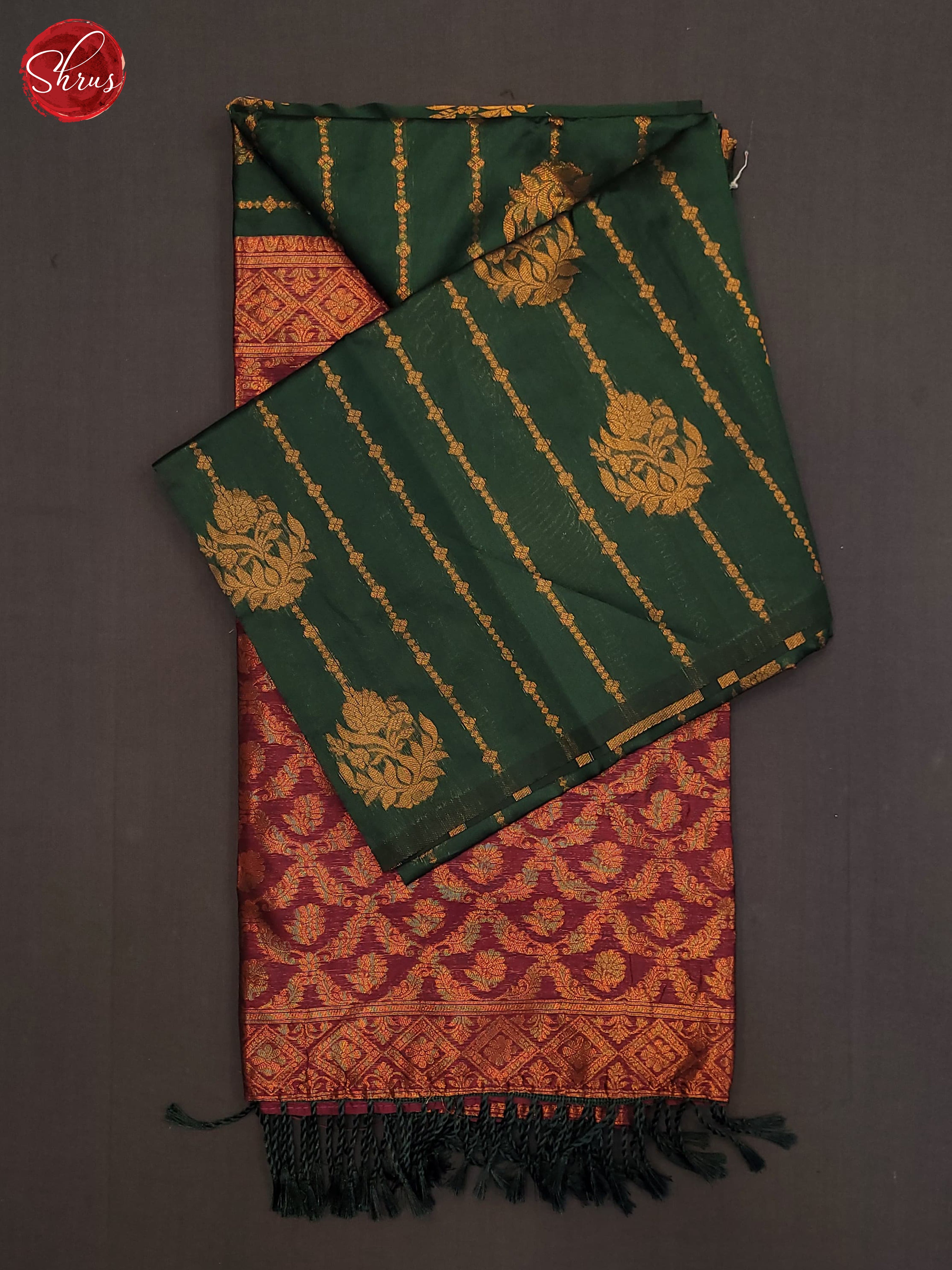 Bottle Green & Majenta - Semi Softsilk Saree - Shop on ShrusEternity.com