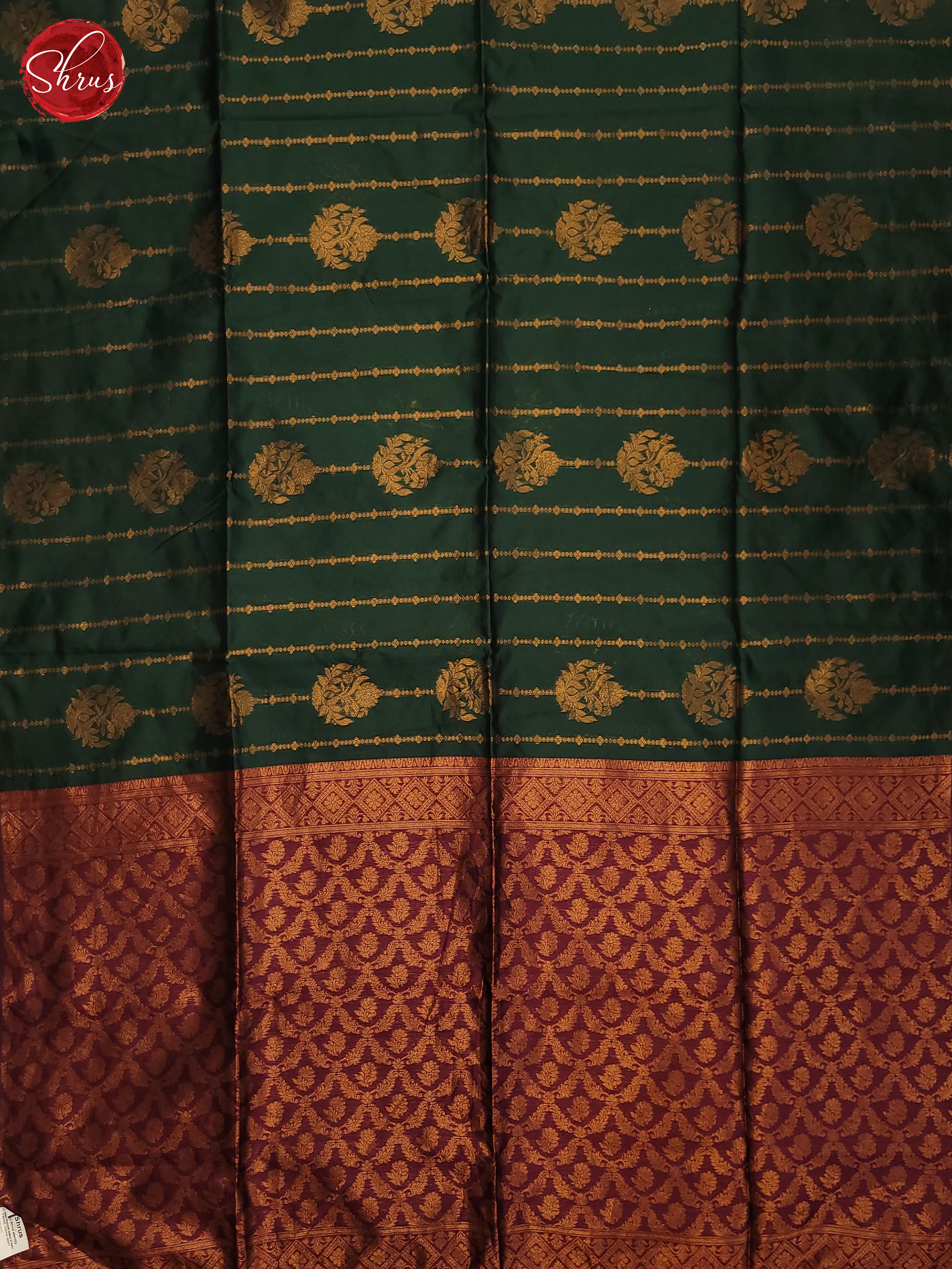 Bottle Green & Majenta - Semi Softsilk Saree - Shop on ShrusEternity.com