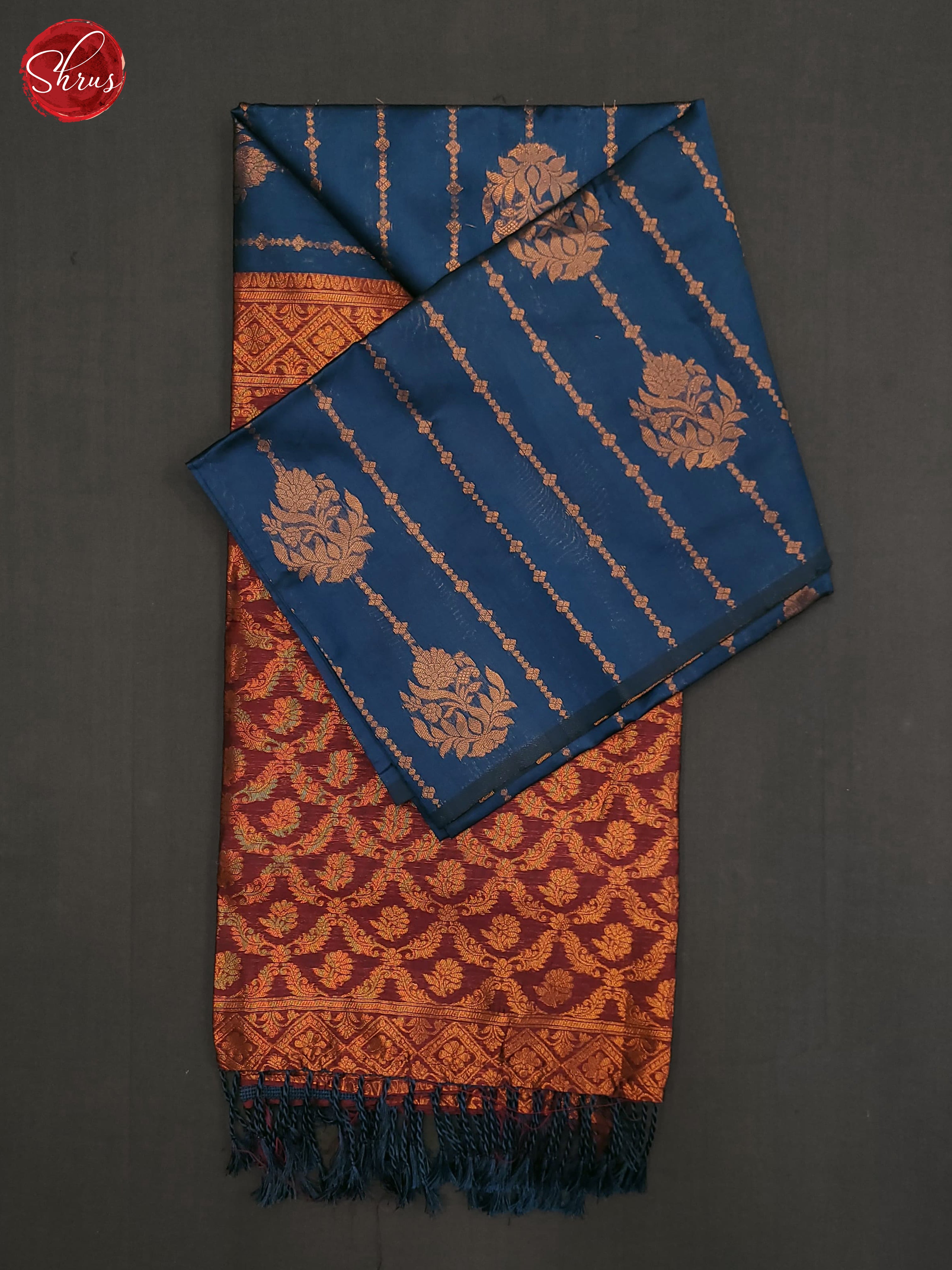 German Blue &maroon - Semi Softsilk Saree - Shop on ShrusEternity.com