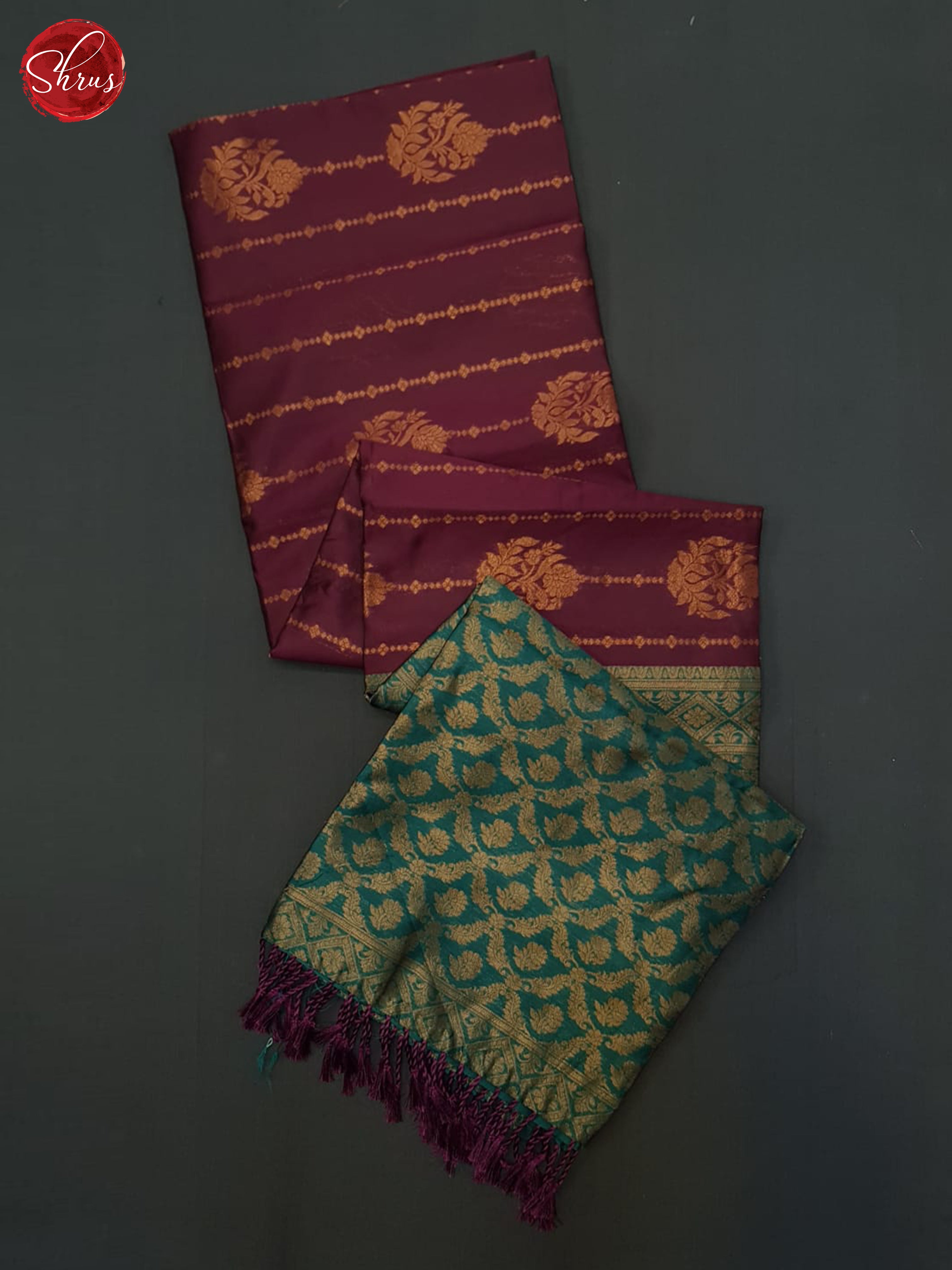 Maroon & Green- Semi Softsilk Saree - Shop on ShrusEternity.com