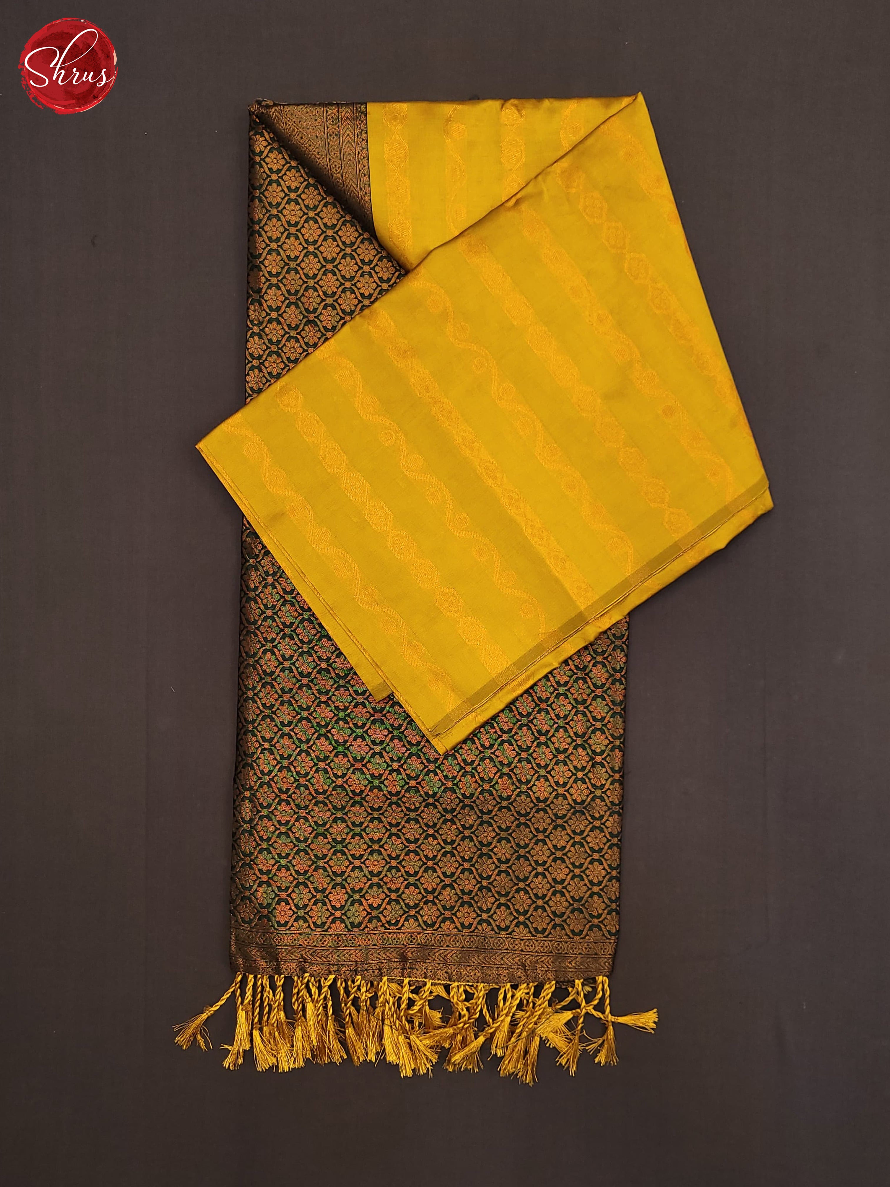 Yellow & Green - Semi Softsilk Saree - Shop on ShrusEternity.com