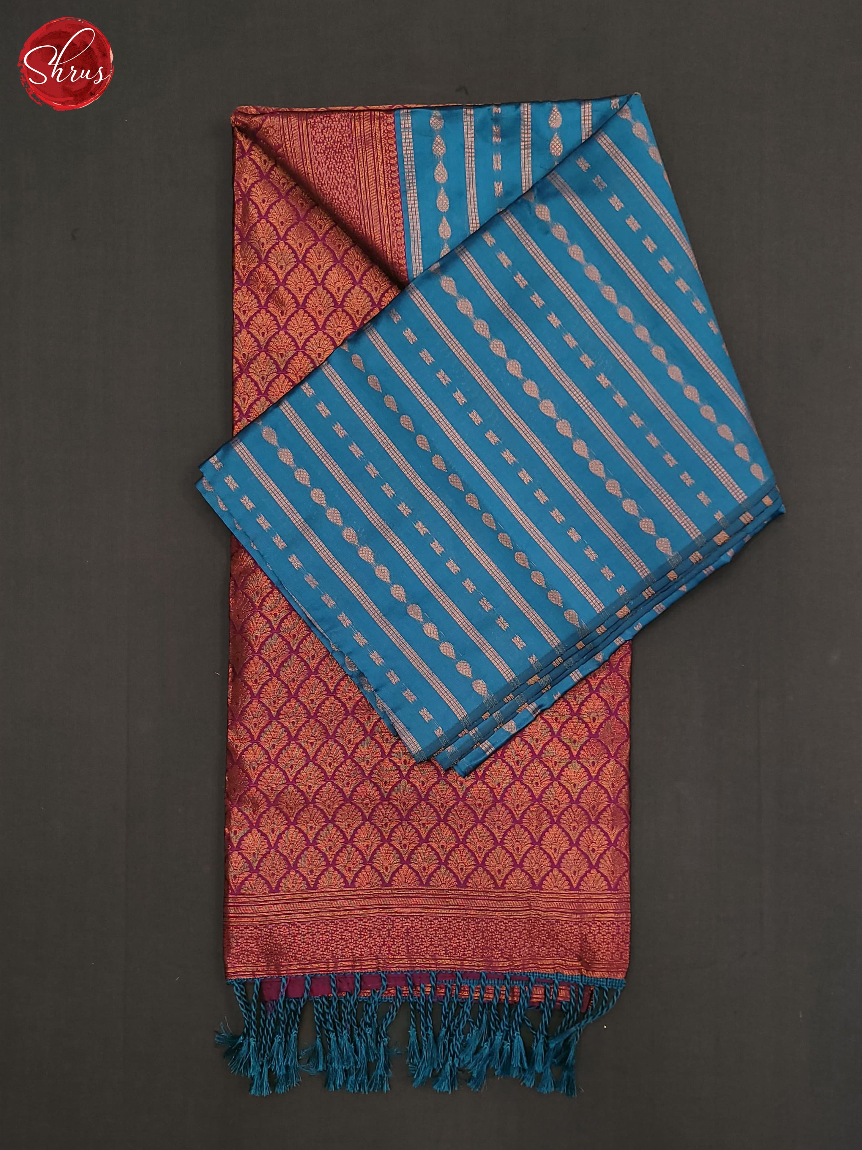 Blue &  WIne- Semi Softsilk Saree - Shop on ShrusEternity.com