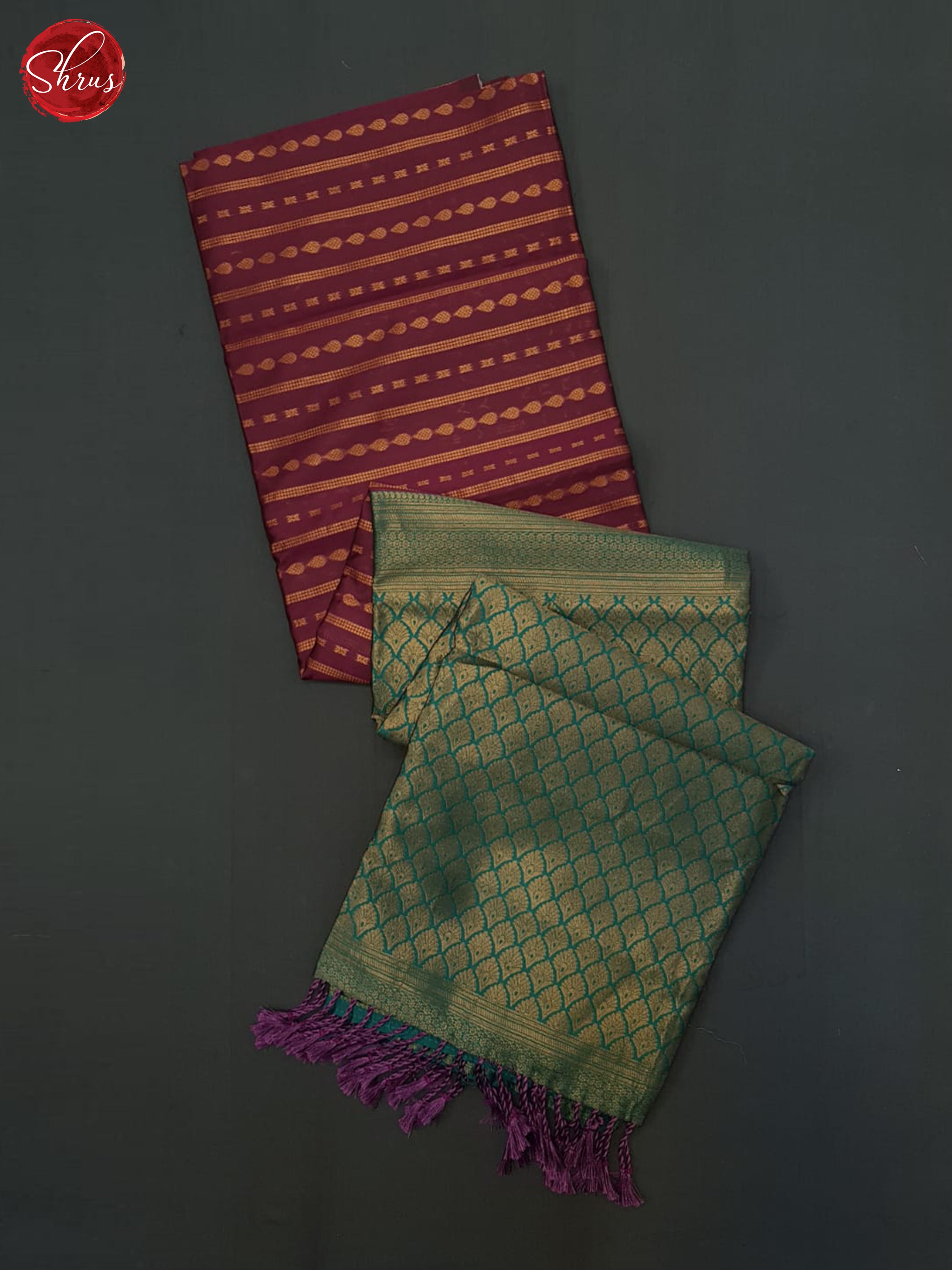 Maroon & Green - Semi Softsilk Saree - Shop on ShrusEternity.com