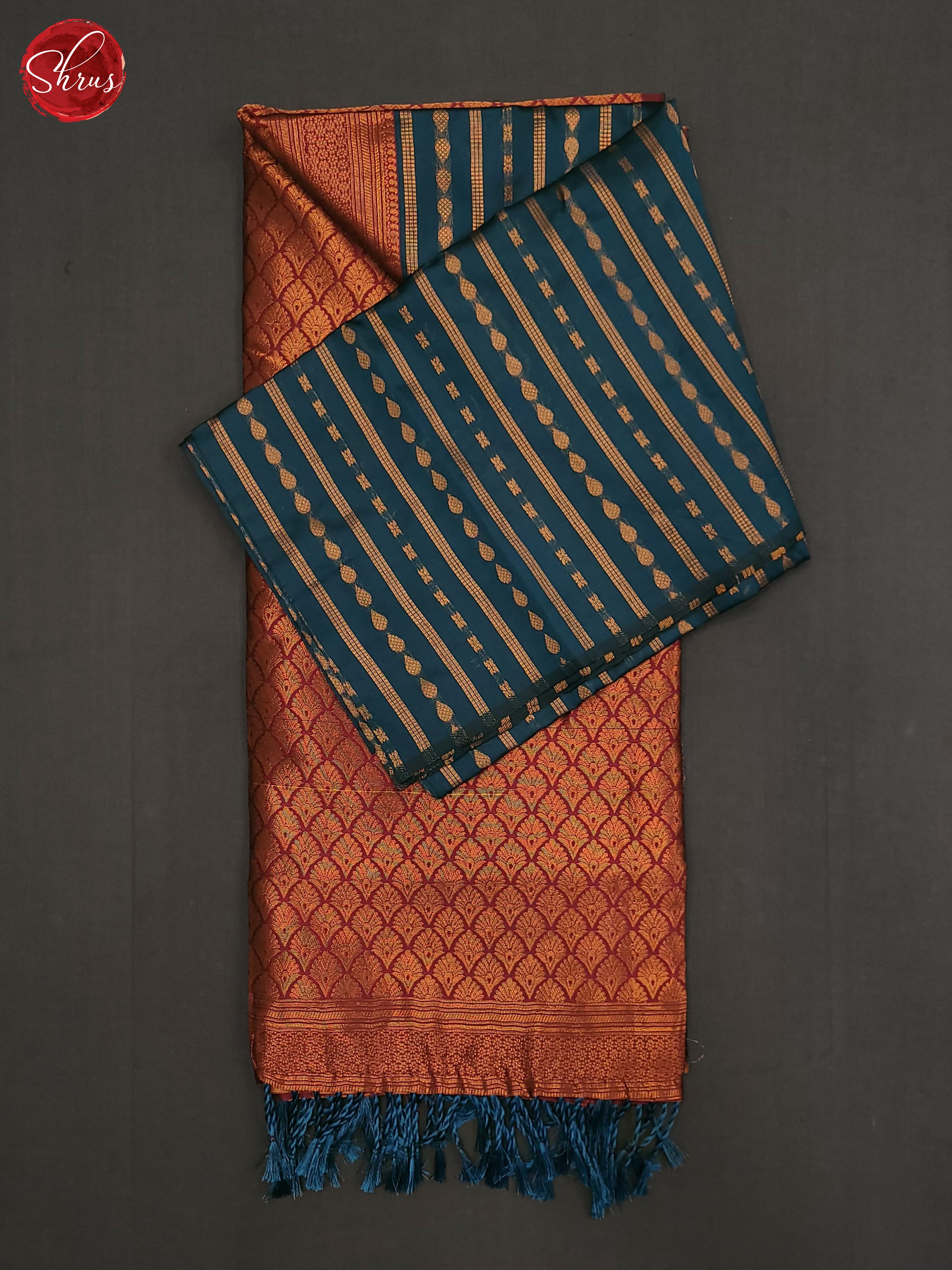 German Blue& Maroon- Semi Softsilk Saree - Shop on ShrusEternity.com